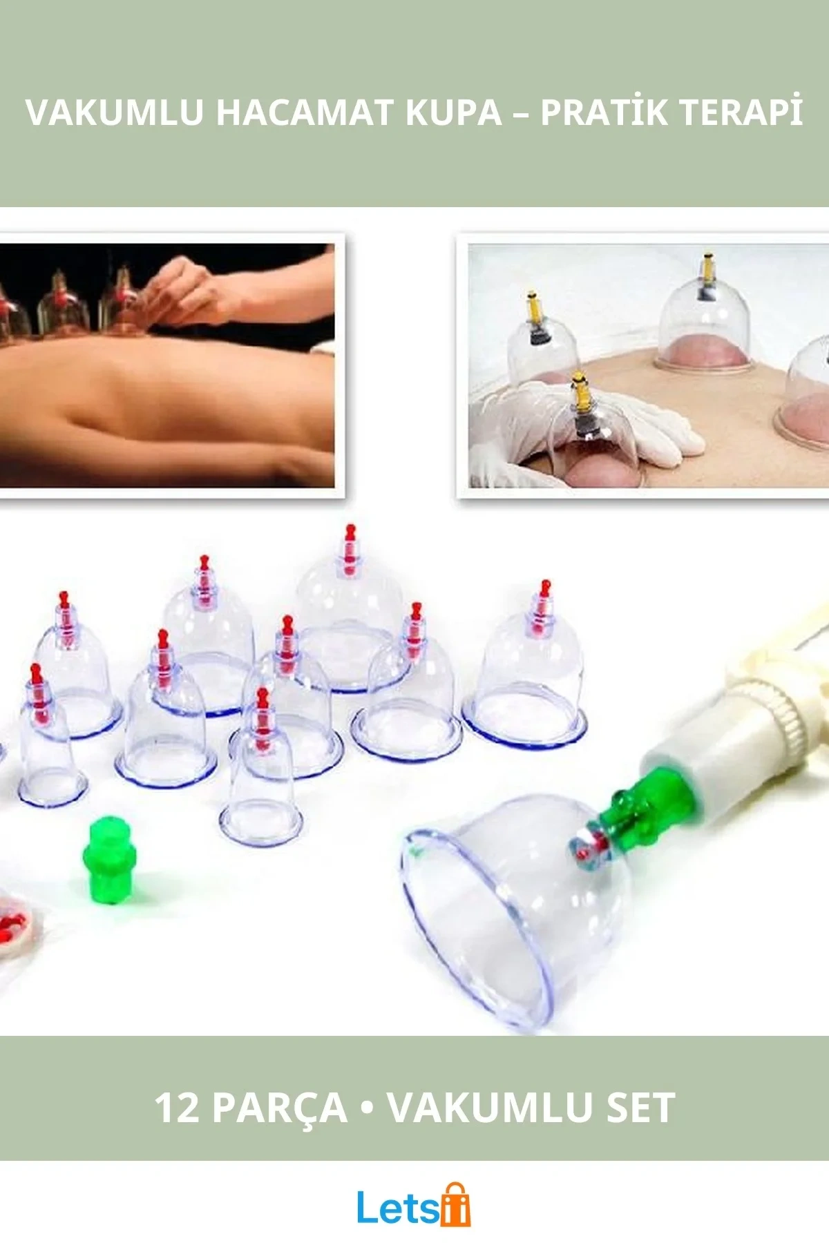 12 Parça Vakumlu Hacamat Kupa Çekme Seti Ağrı ve Selülit Tedavisi