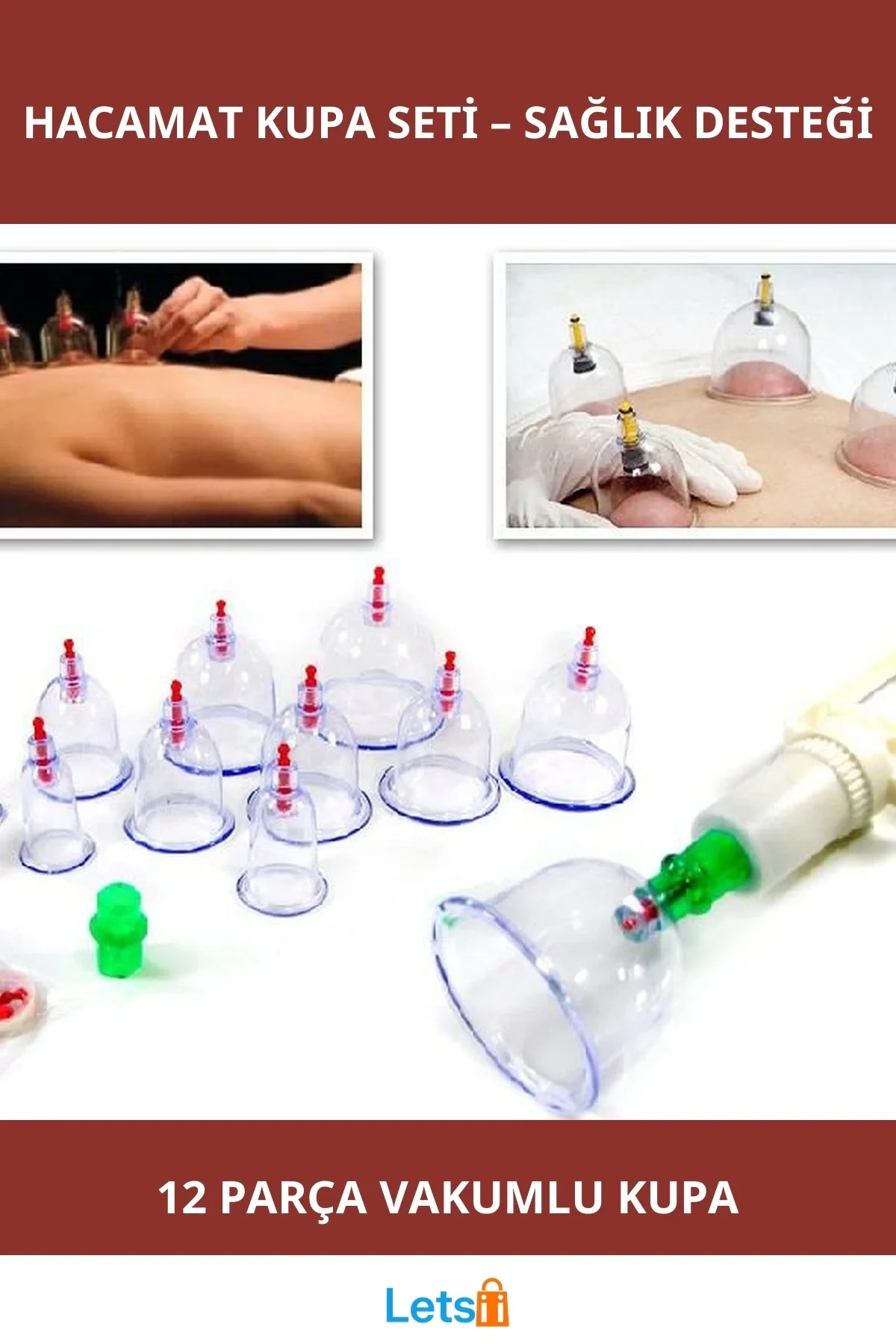 12 Parça Vakumlu Hacamat Kupa Çekme Seti ile Ağrı Rahatlatma