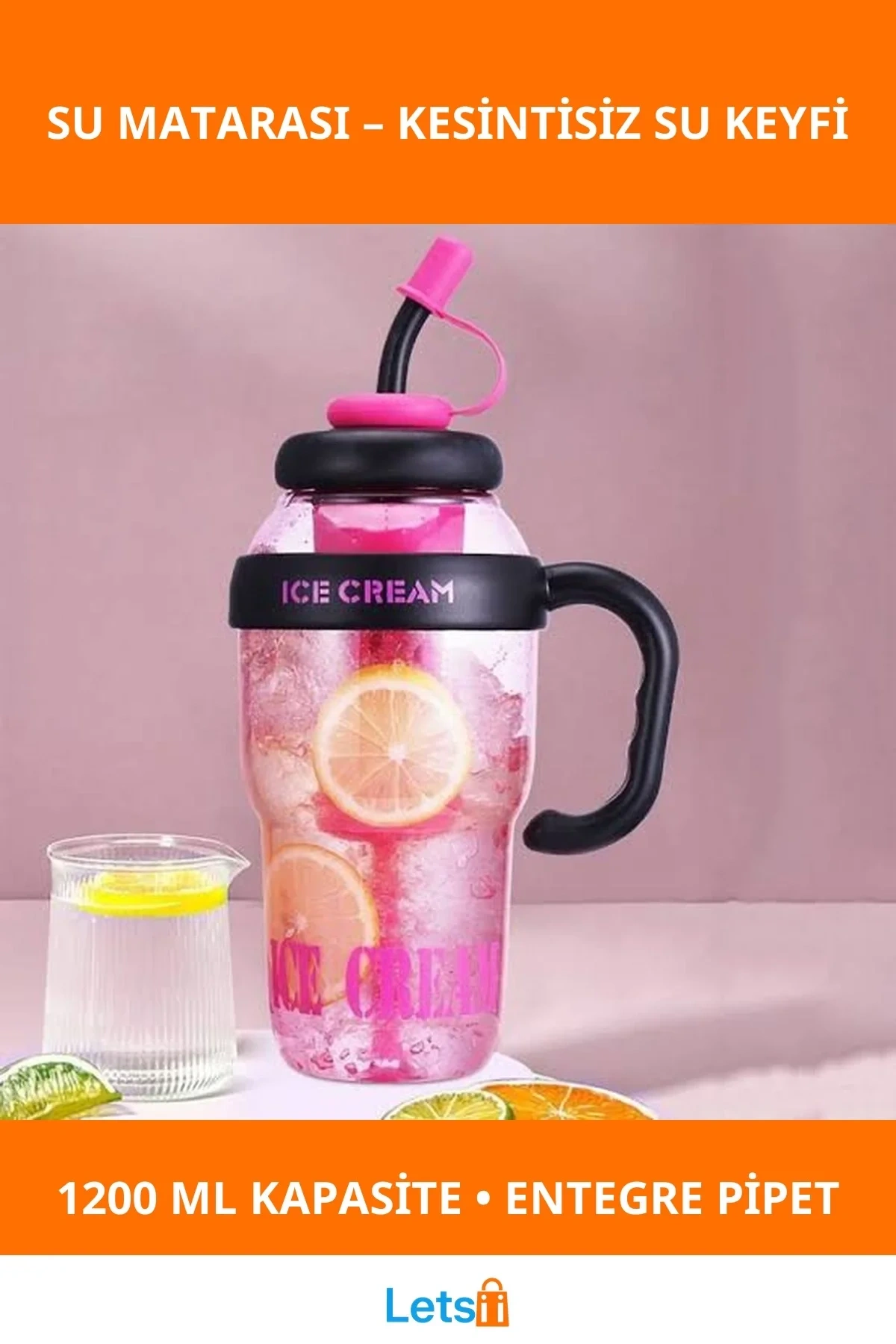 1200 ml Kapasiteli Süzgeçli Su Matarası Şık ve Ergonomik