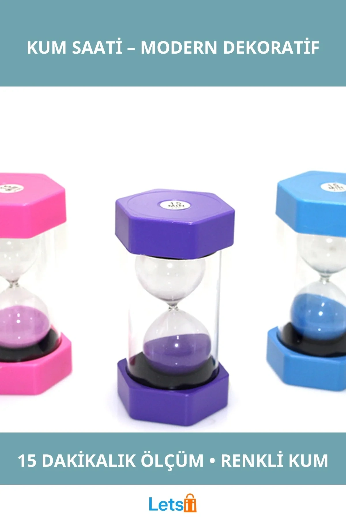 15 Dakikalık Renkli Kum Saati Modern Dekoratif Zaman Ölçer