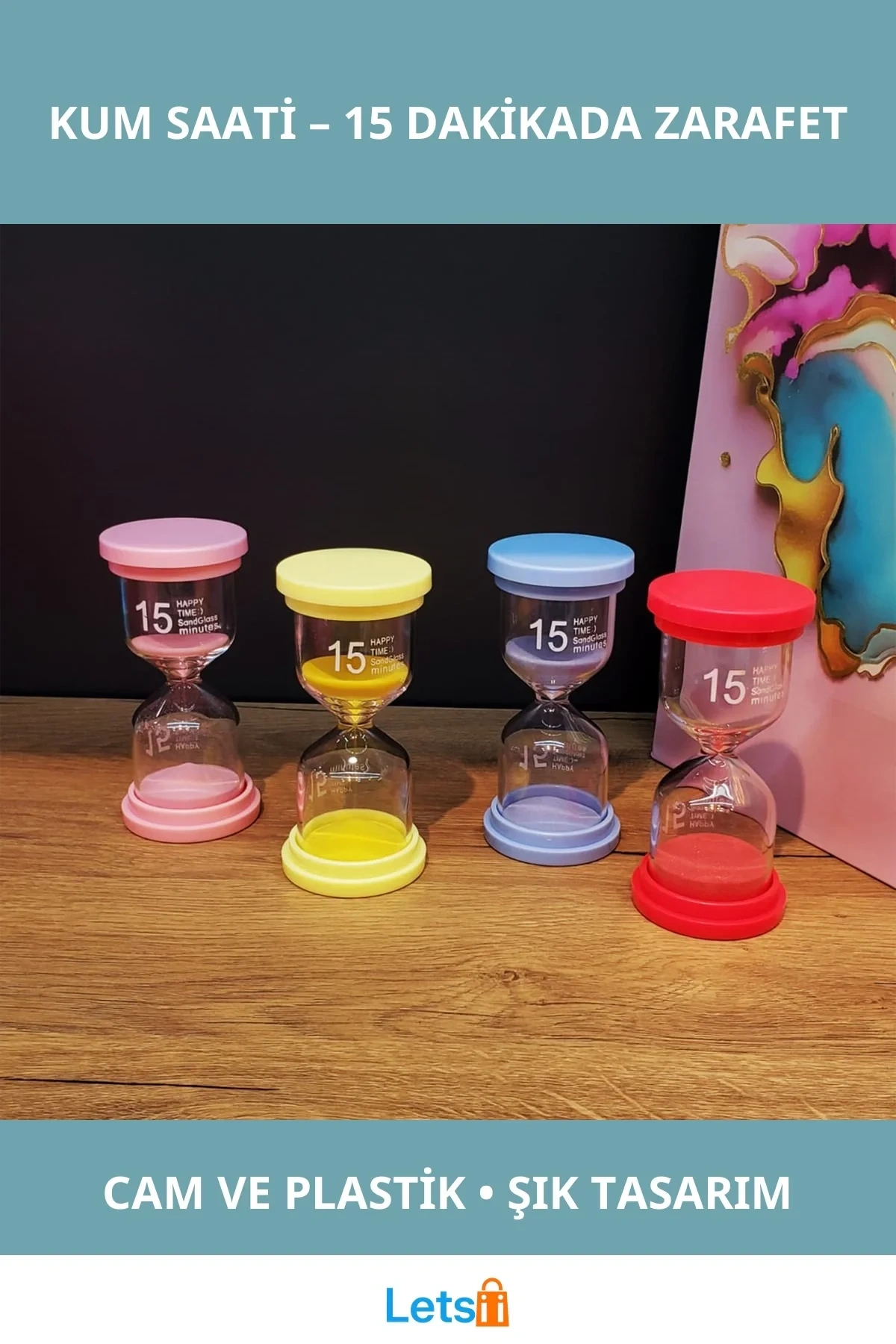 15 Dakikalık Şık Kum Saati Cam ve Plastik Malzeme