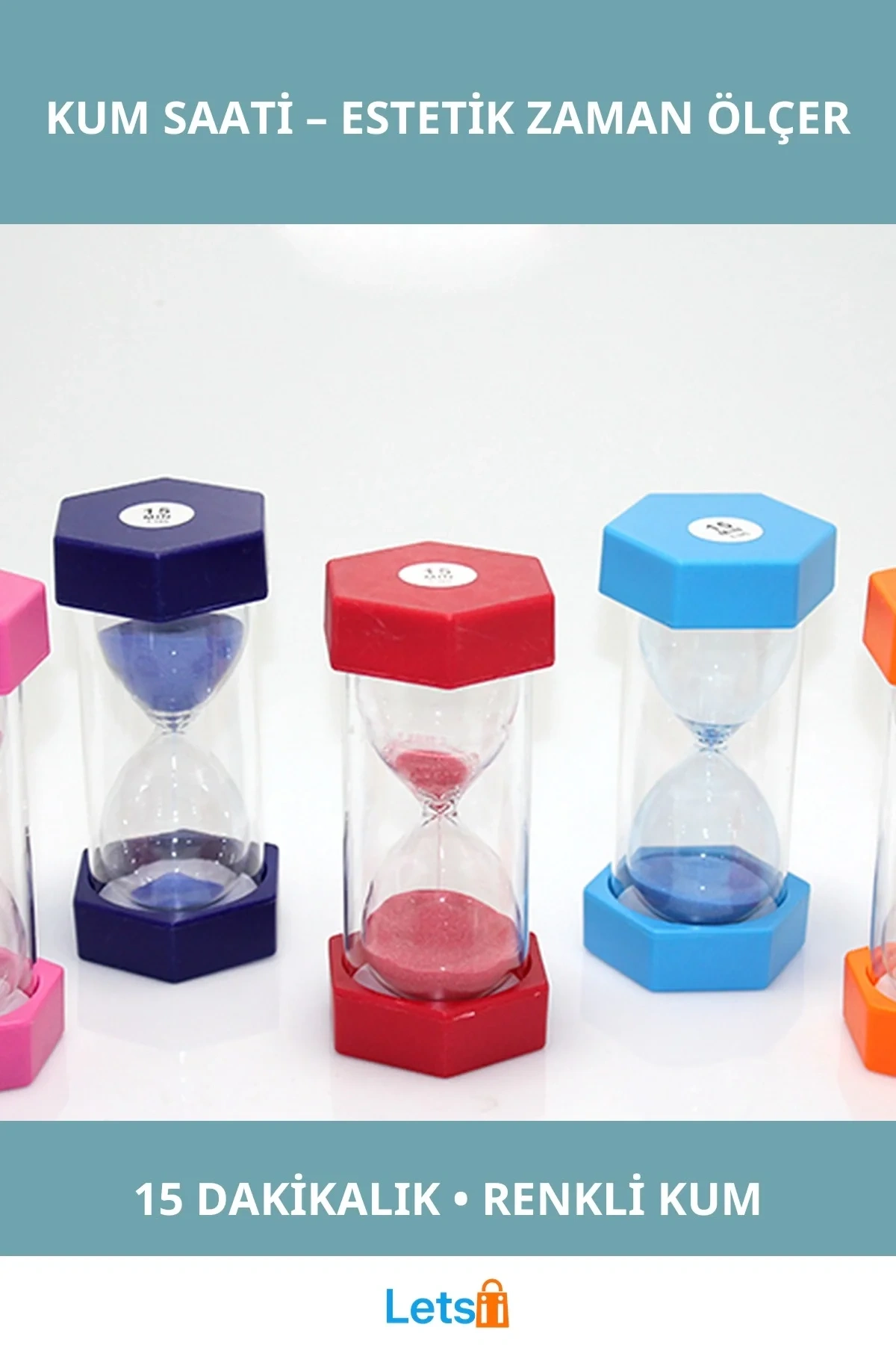 15 Dakikalık Şık Renkli Kum Saati Dekoratif Zaman Ölçer