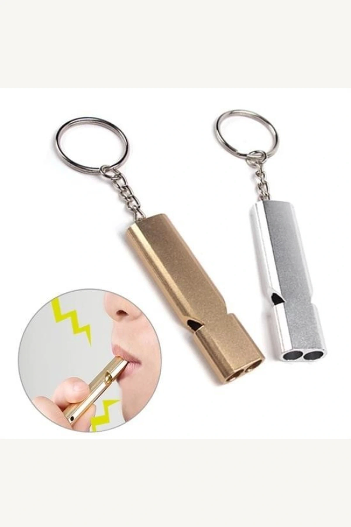 150 Desibel Yüksek Sesli Su Geçirmez Alüminyum Alaşım SOS Acil Durum Düdük Anahtarlık