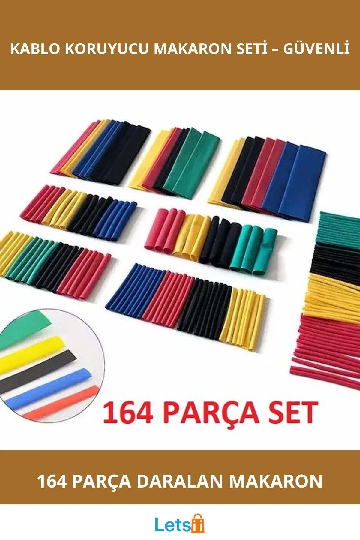 164 Parça Isıyla Daralan Kablo Koruyucu Makaron Seti