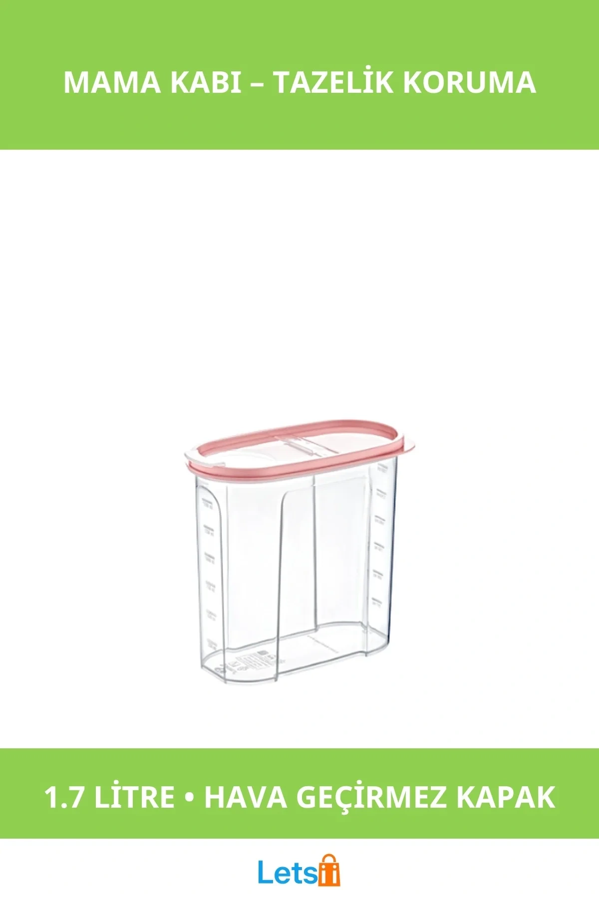 1.7 Litre Hava Geçirmez Kaliteli Plastik Mama Kabı