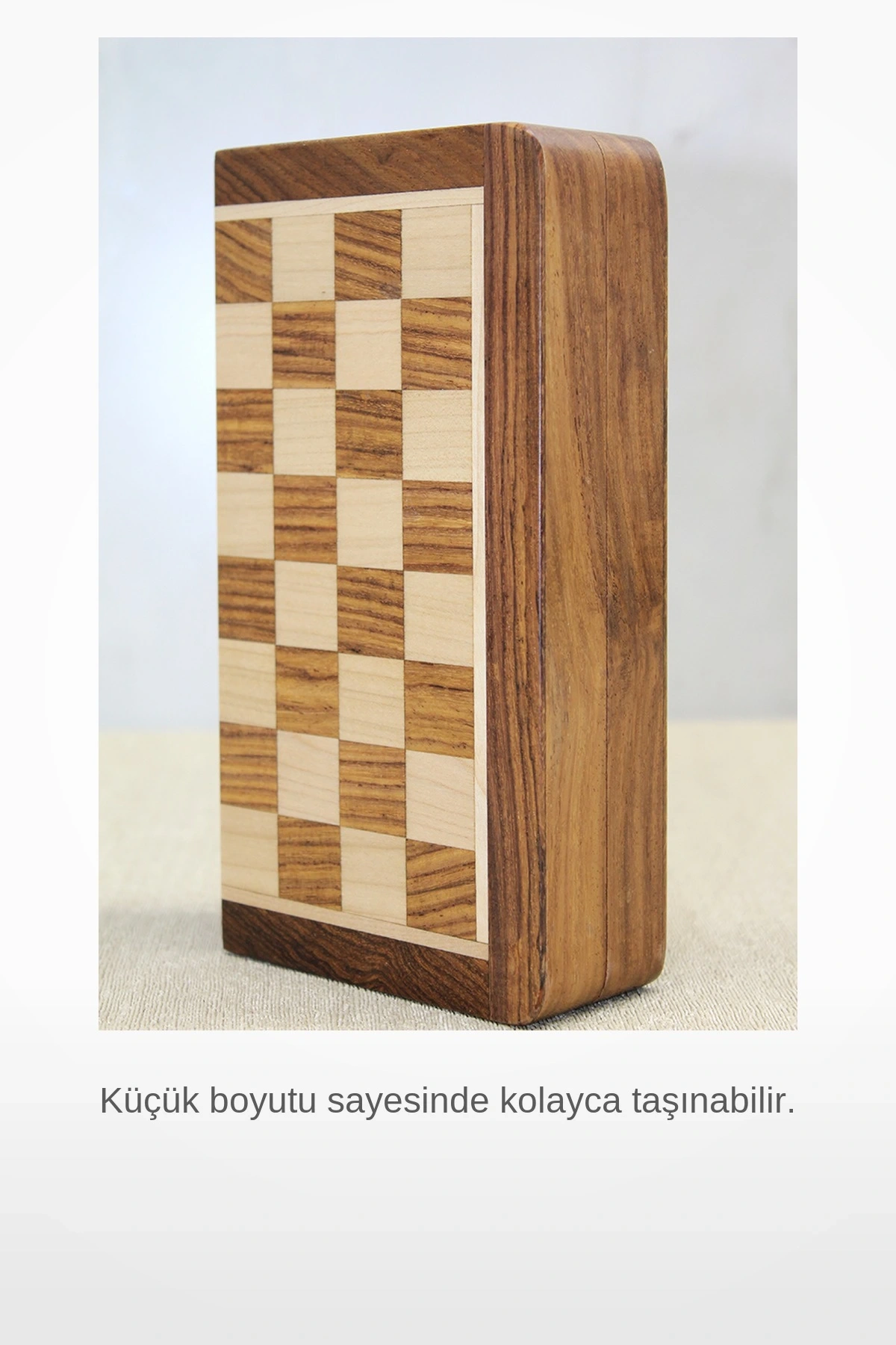 17.5cm Mıknatıslı Taşlı Katlanabilir Ahşap Satranç Oyunu