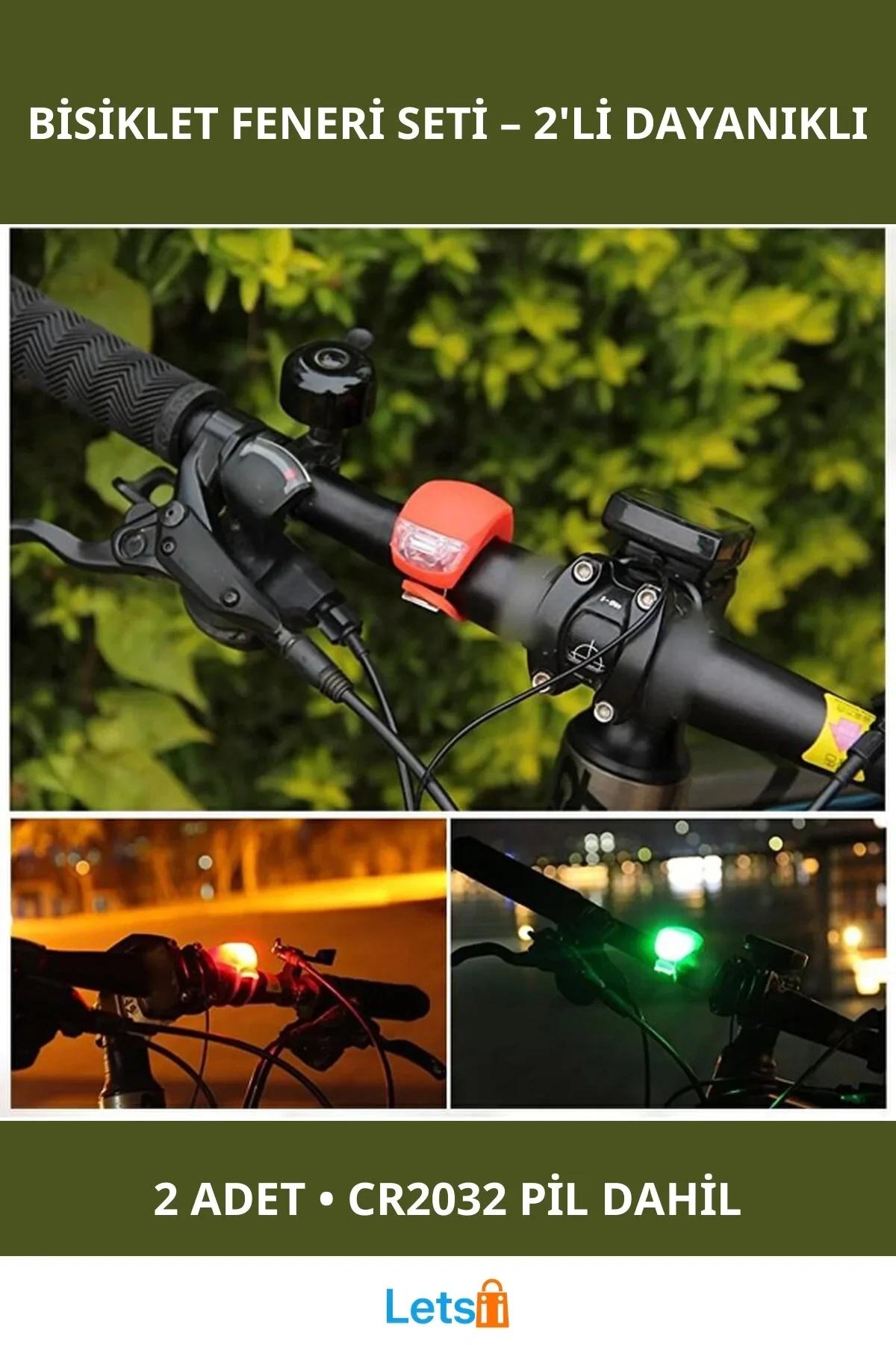 2 Adet Su Geçirmez LED Bisiklet Feneri Işık Seti