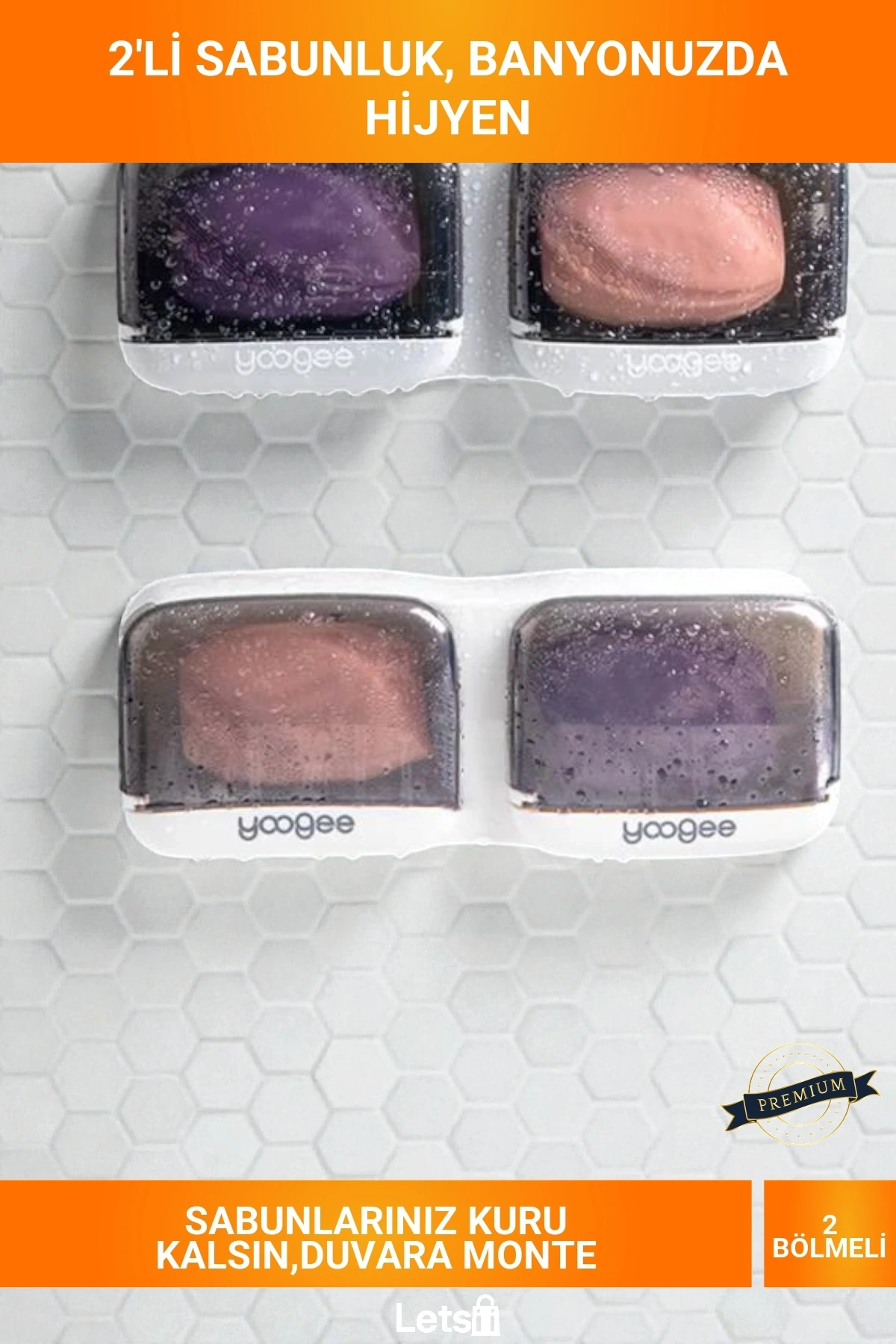 2li Kapaklı ABS Duvara Monte Yapışkanlı Banyo Mutfak Sabunluk