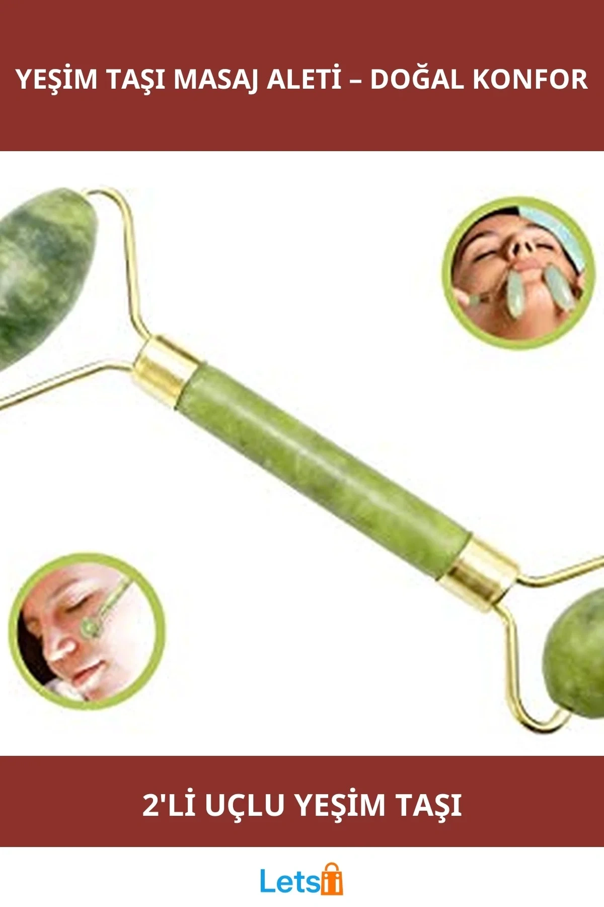 2li Yeşim Taşı Yüz Masaj Aleti Doğal Güzellik Aracı