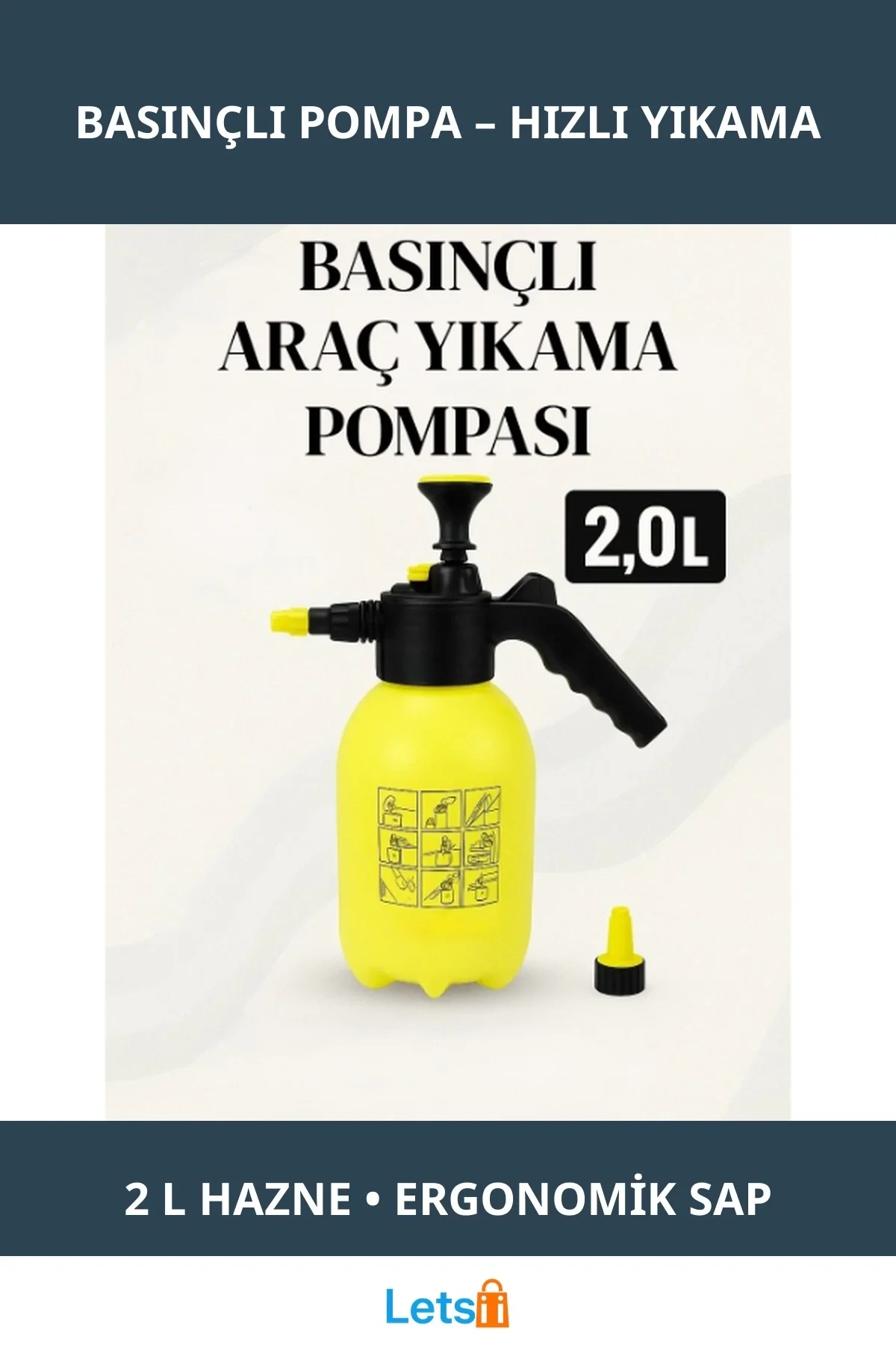 2 Litre Kapasiteli Taşınabilir Basınçlı Araç Yıkama Pompası
