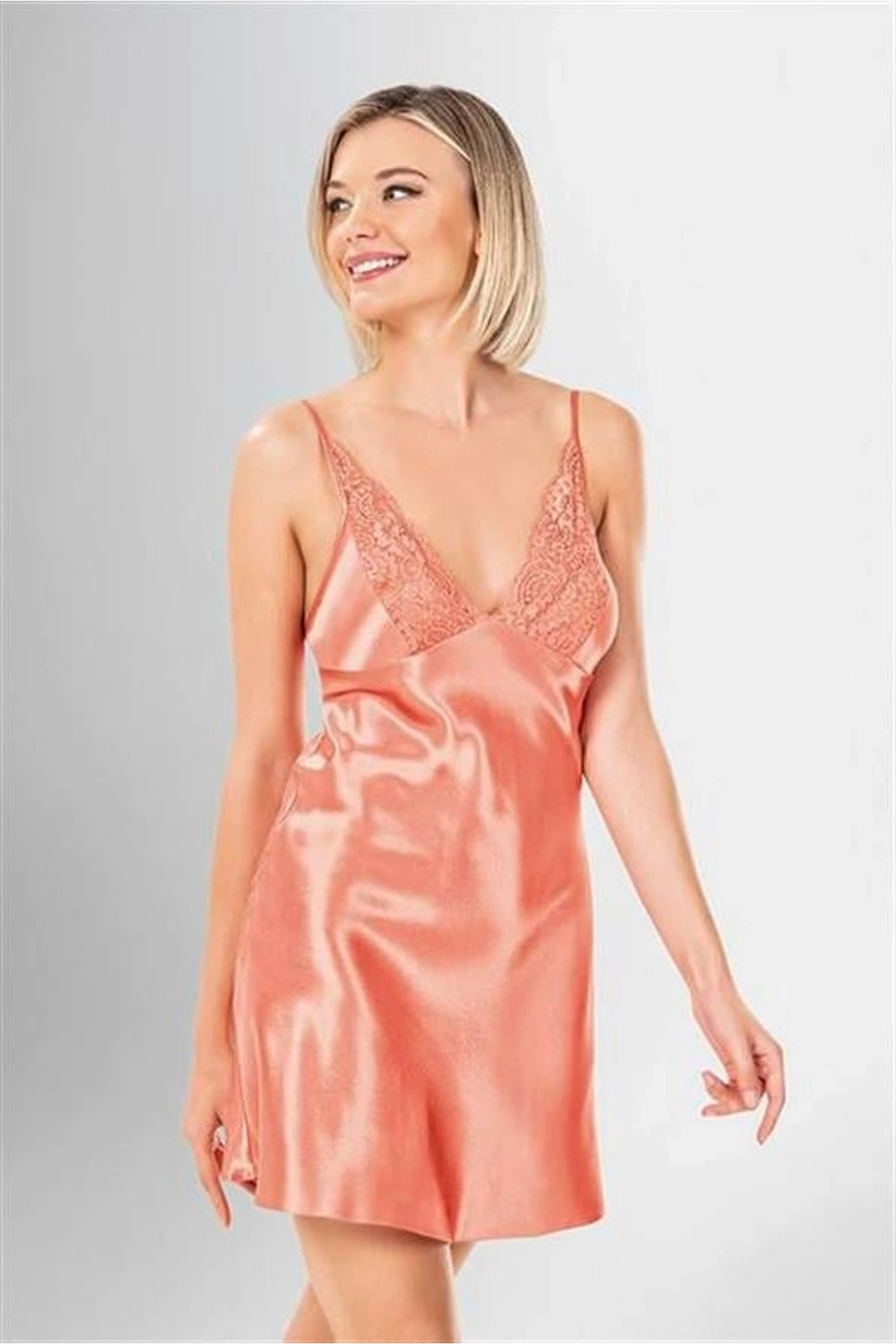 2 Parça Saten Sabahlık Takımı Standart Renk