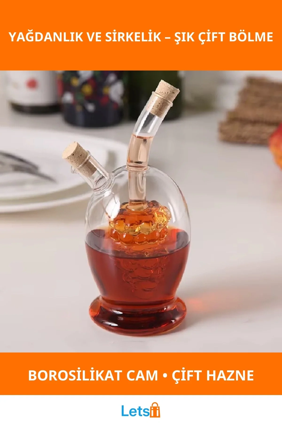 2si 1 Arada Zeytinyağı ve Sirke Cam Şişe 400 ml