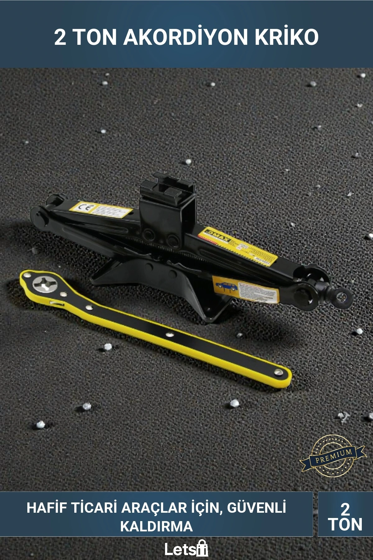 2 Ton Akordiyon Cırcır Kollu Paslanmaz Krom Kriko