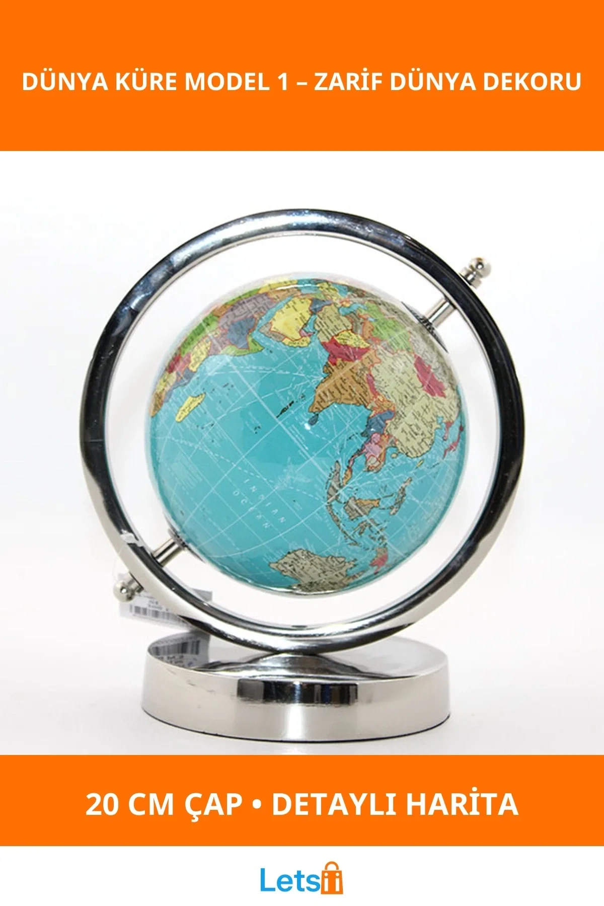 20 cm Şık Dekoratif Dünya Küre Ofis Ev Dekorasyonu