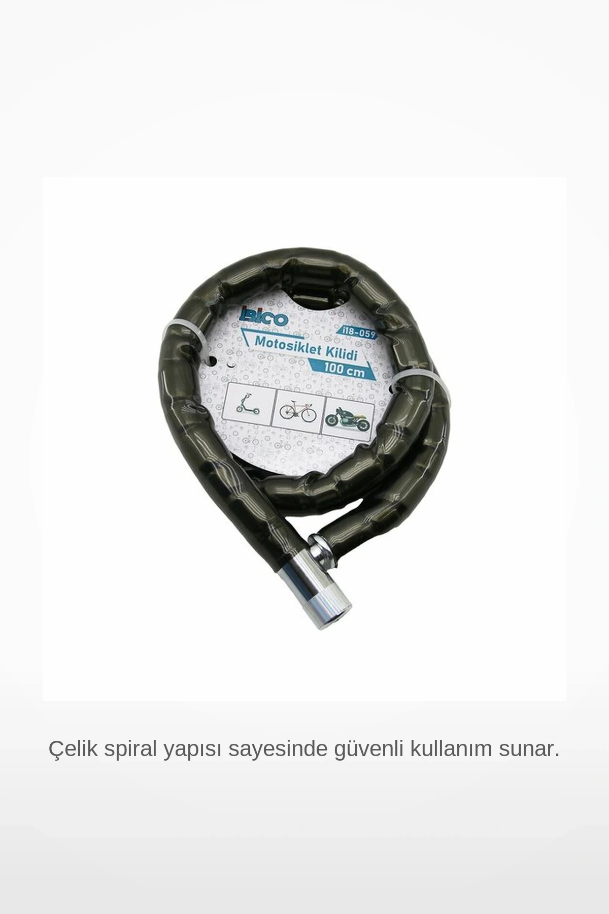 22mm x 100cm Çelik Spiral Motor ve Bisiklet Kilidi