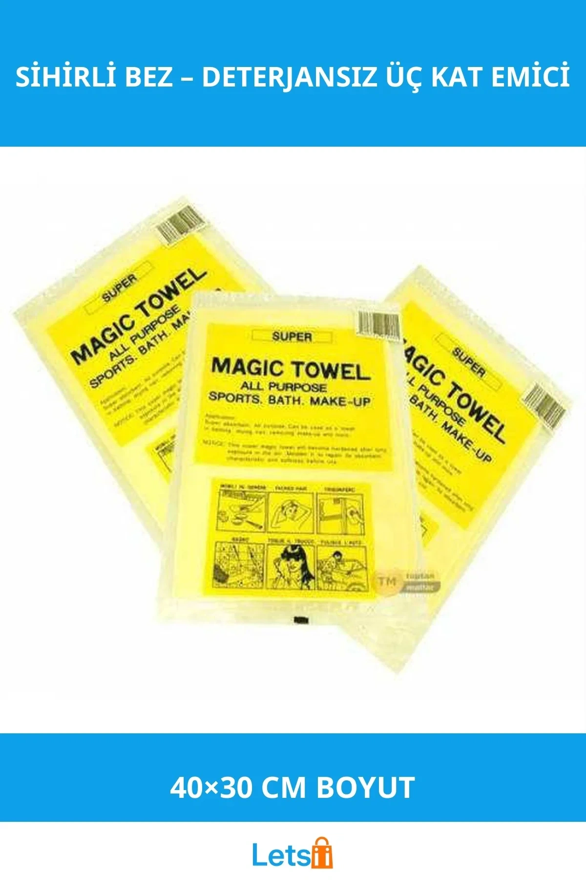 3 Kat Emici Islak Sihirli Bez 40x30 cm 1 Adet
