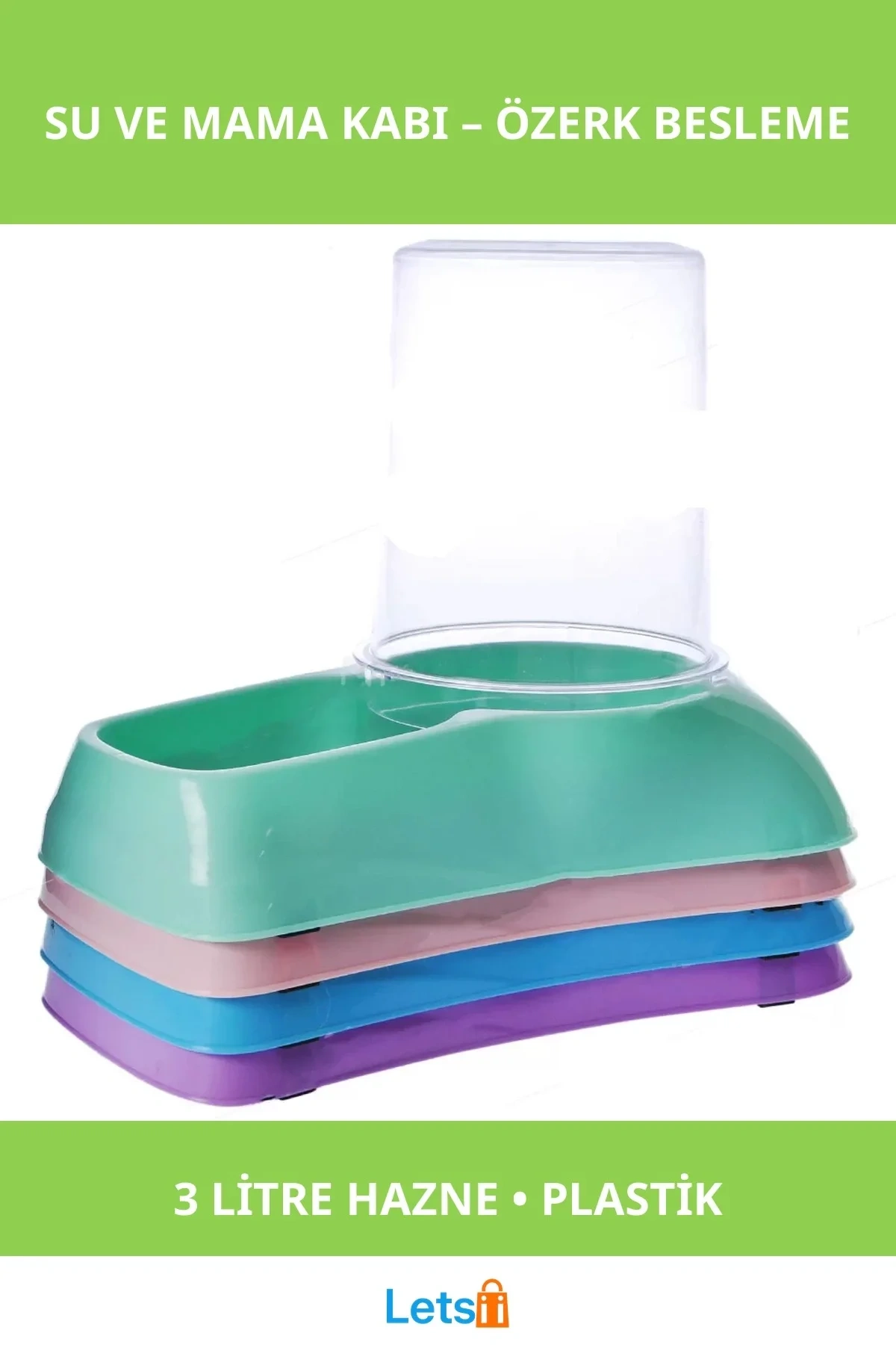 3 Litre Hazneli Su ve Mama Kabı Kedi ve Köpekler İçin