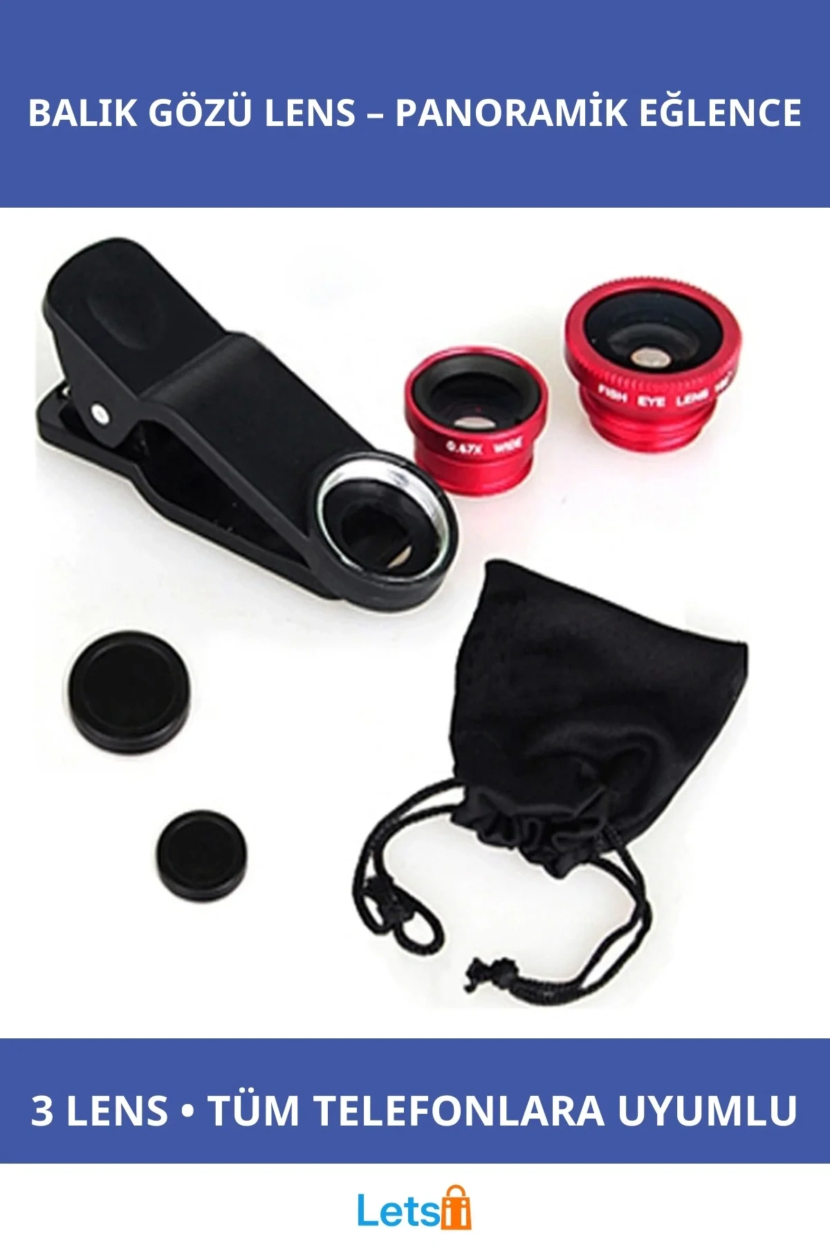 3lü Balık Gözü ve Makro Lens Seti Cep Telefonu Kamerası