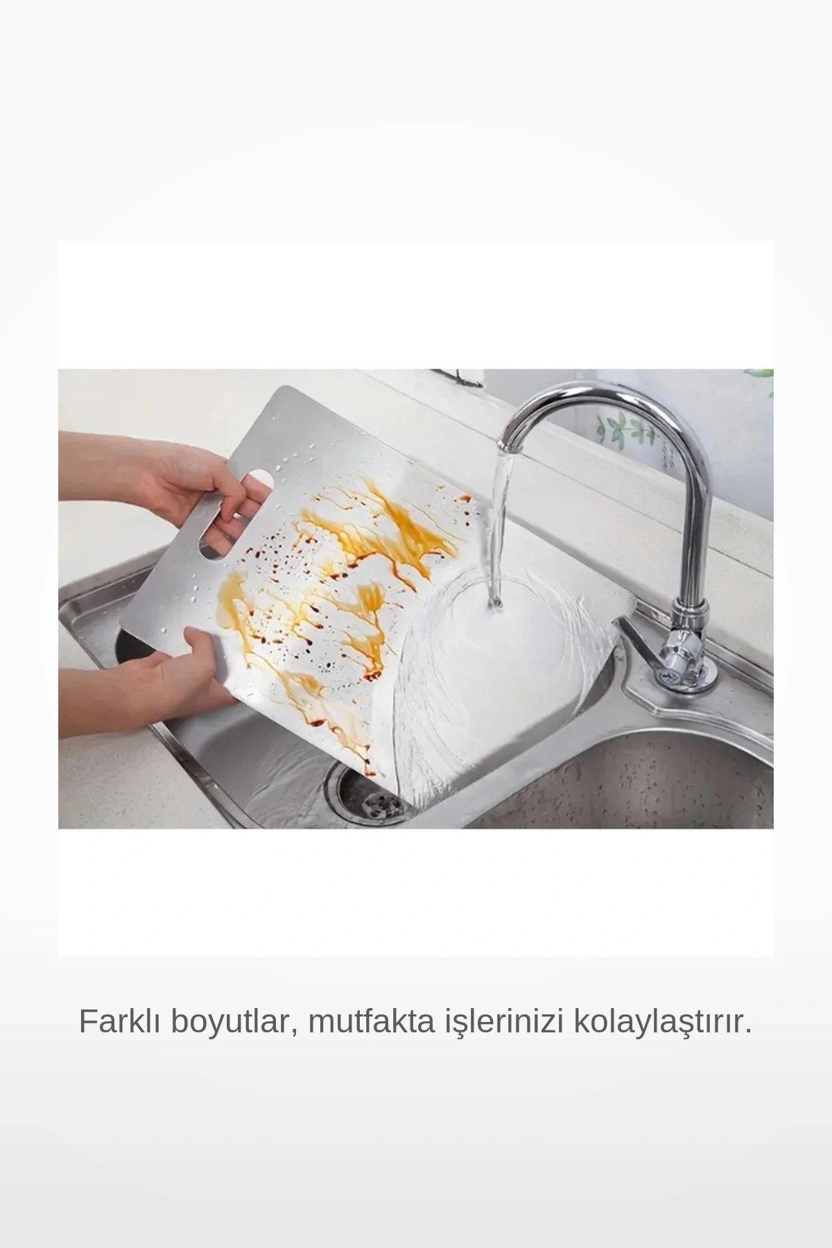 3lü Boy Boy Paslanmaz Çelik Antibakteriyel Leke Tutmaz Hijyenik Kesme Tahtası