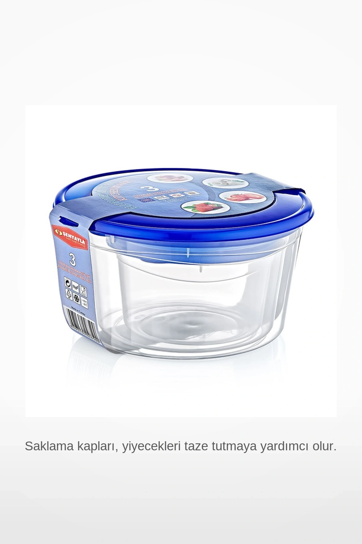 3lü Derin Boy Boy Şeffaf Sızdırmaz Mavi Kapaklı BPA İçermeyen Gıda Saklama Kabı