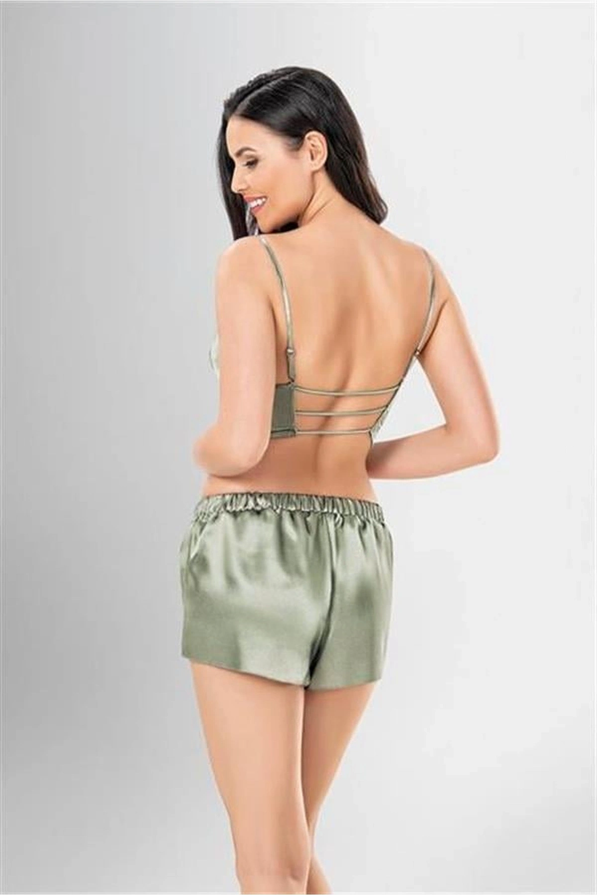 3Lü Desenli Saten Şort Takımı Standart Renk