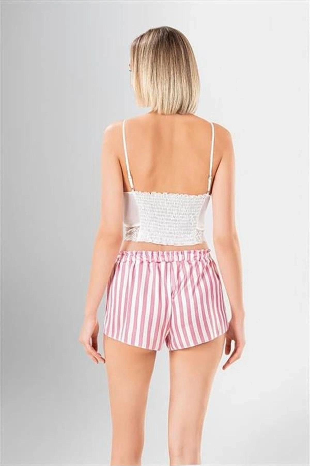 3Lü Desenli Saten Şort Takımı Standart Renk