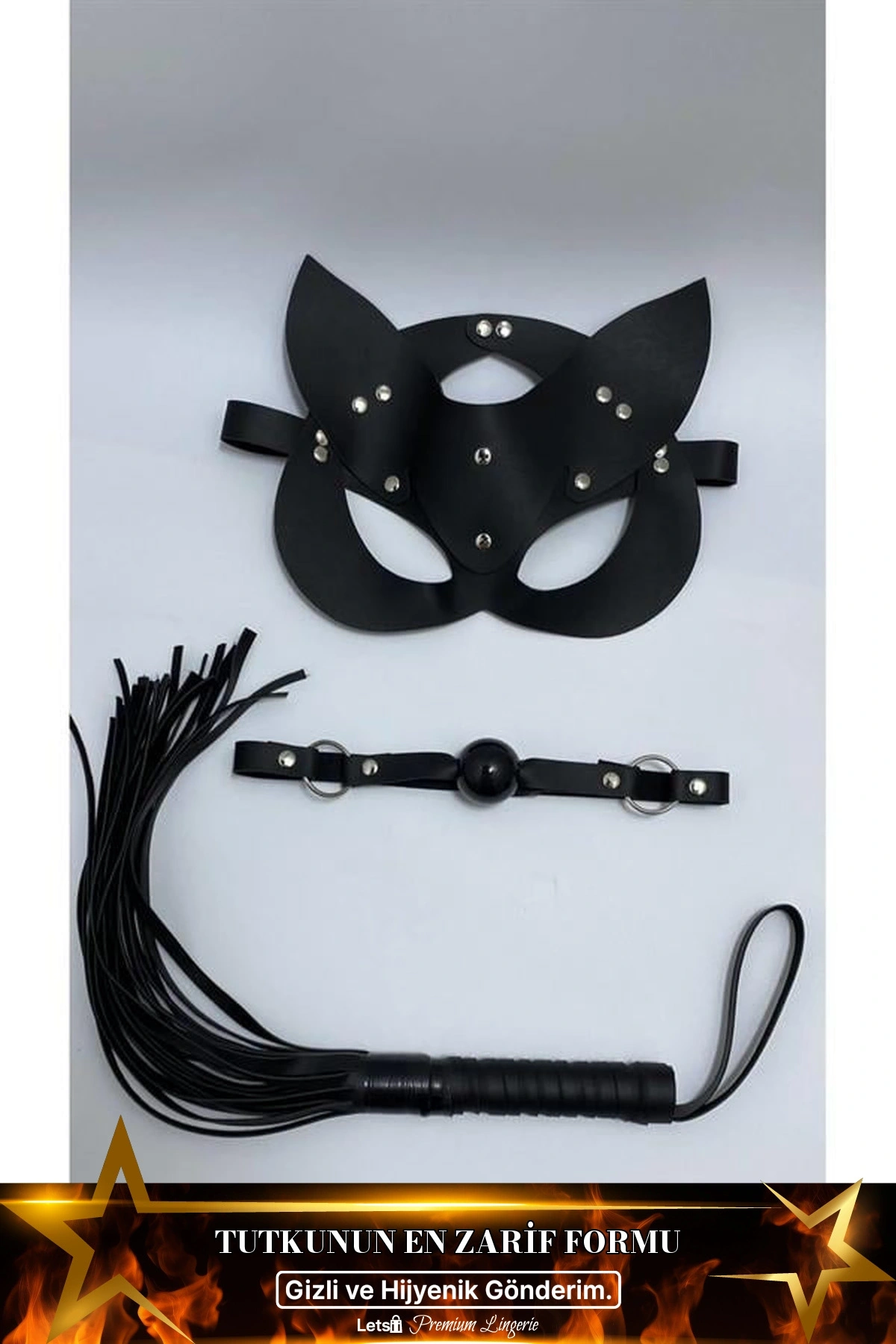 3Lü Fantezi Maske Aksesuar Seti Siyah Renk