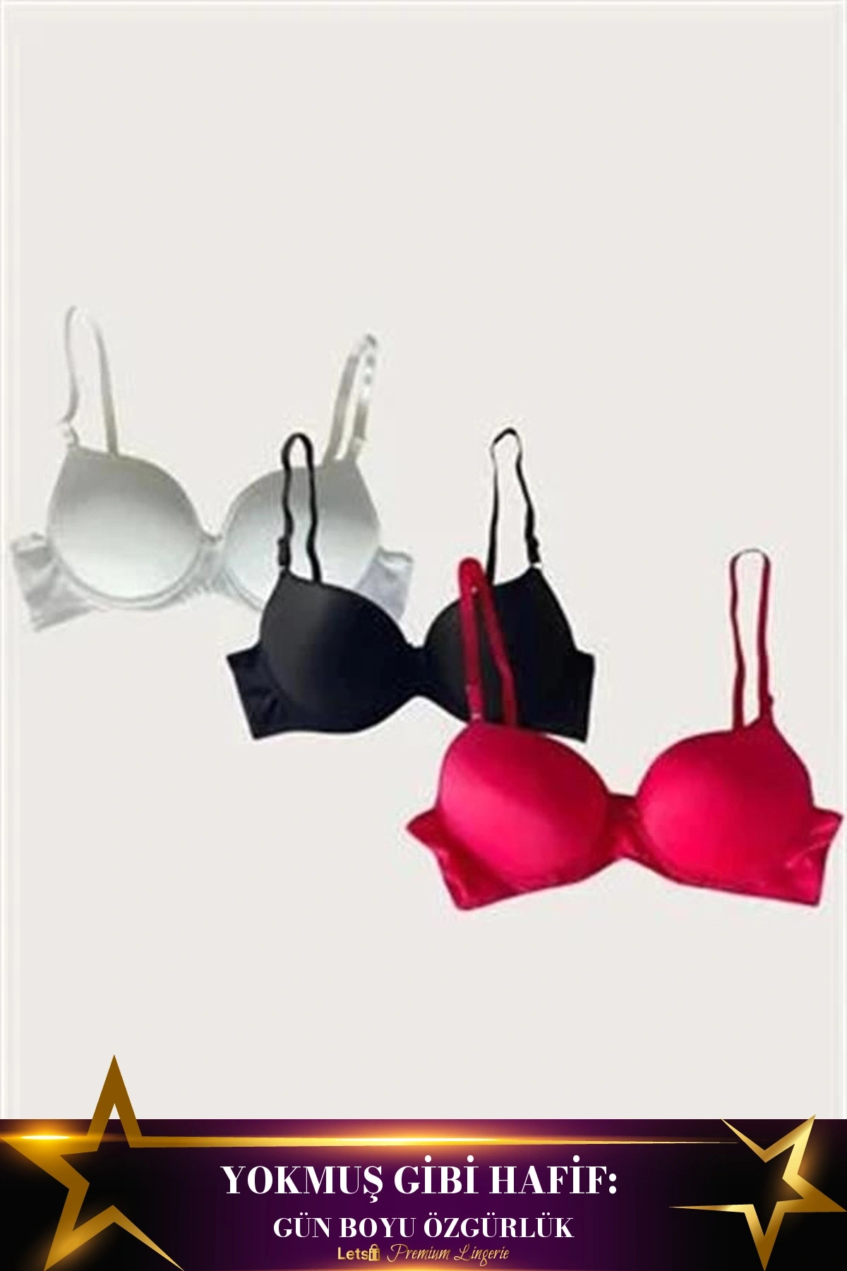 3Lü Mikro Kumaş İçi Boş Balenli Desteksiz Sütyen Seti Standart Renk