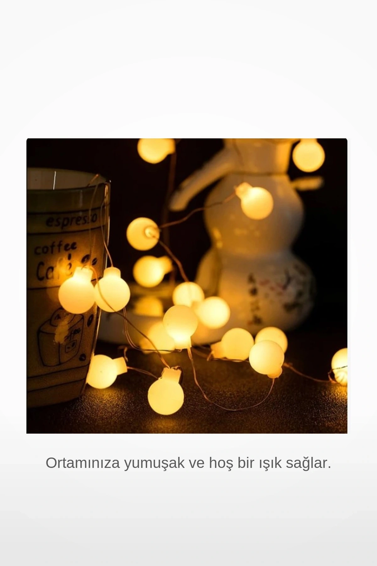 3 Metre 20 LEDli Beyaz Top Gün Işığı Pilli 2 Kademeli Dekoratif Lamba