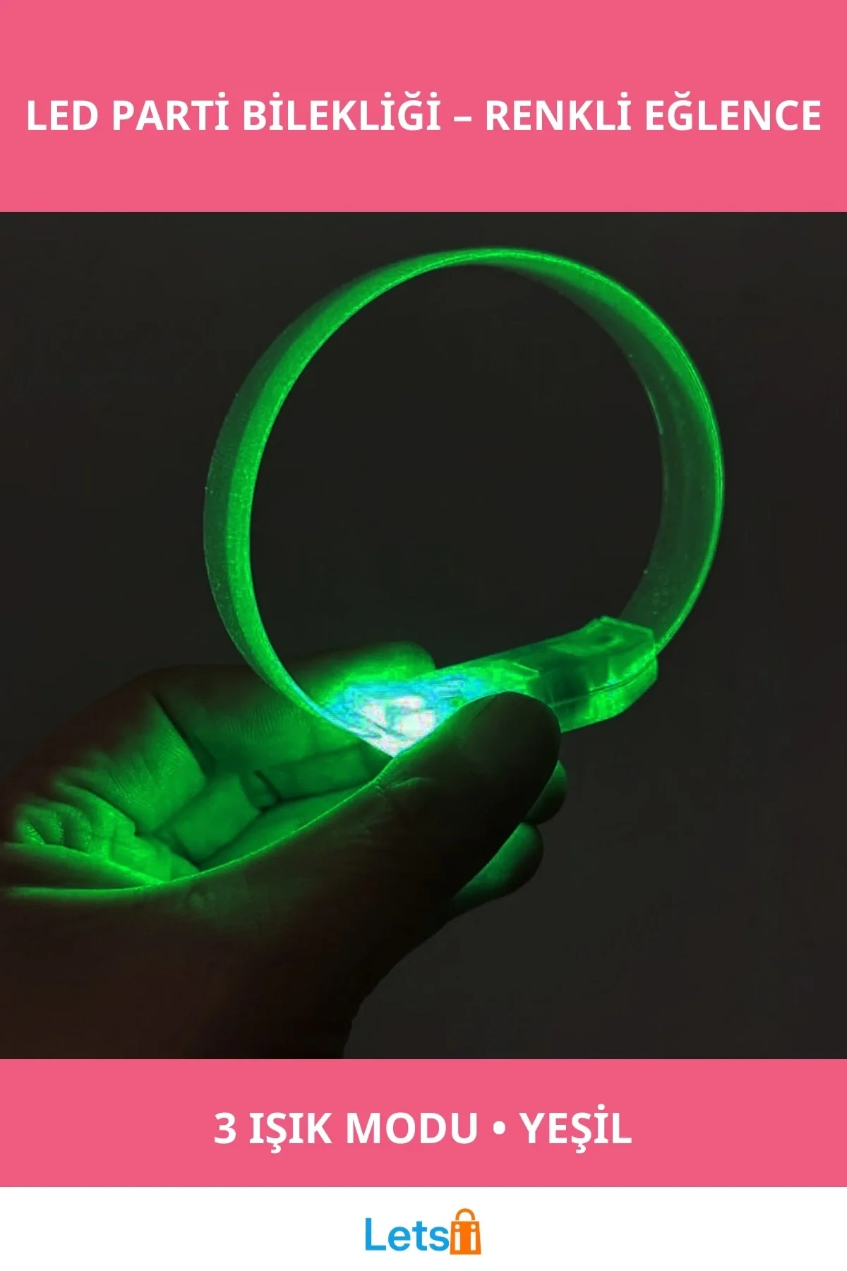 3 Modlu Pilli LED Işıklı Esnek Parti Bilekliği Yeşil