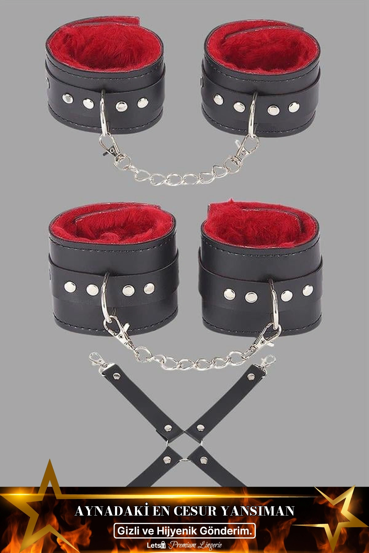 3 Parçalı Fantezi Harness Aksesuar Seti Siyah Renk