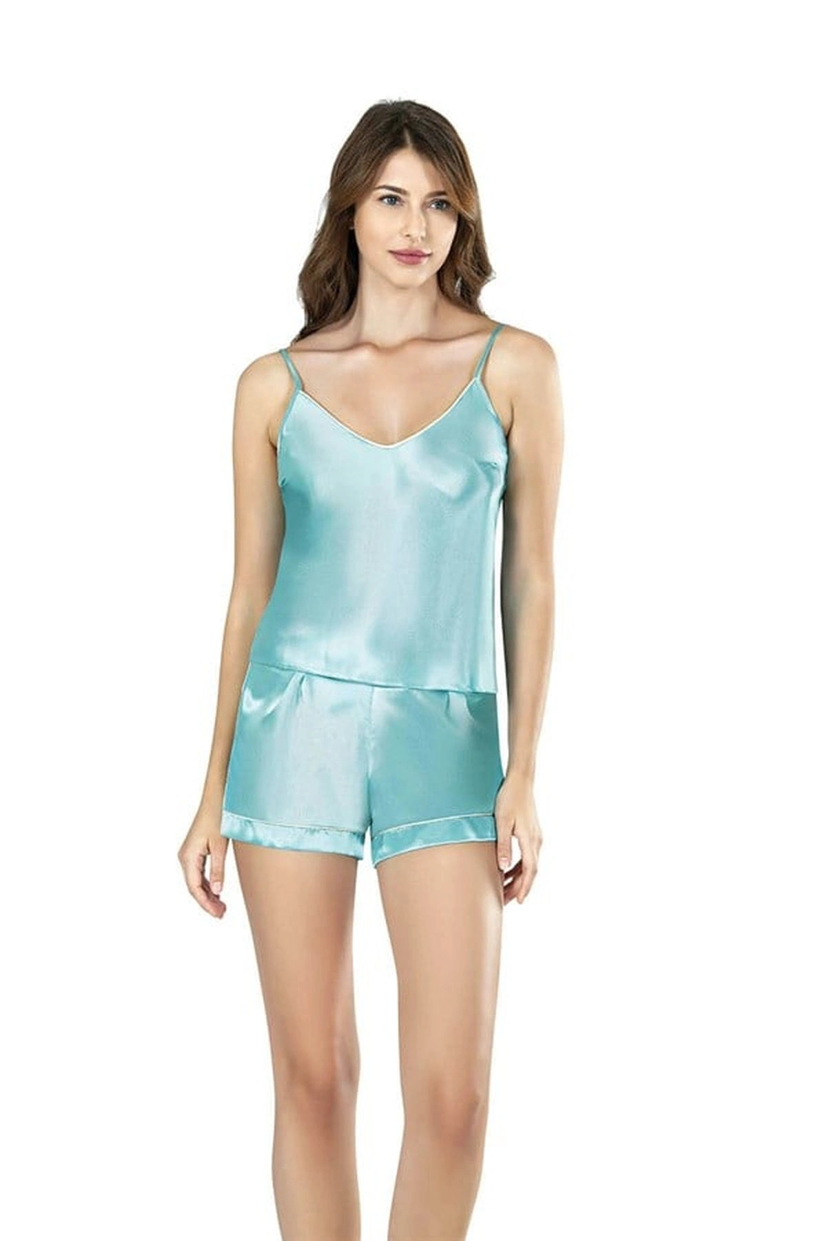 3 Saten Şort Takımı Aqua Renk