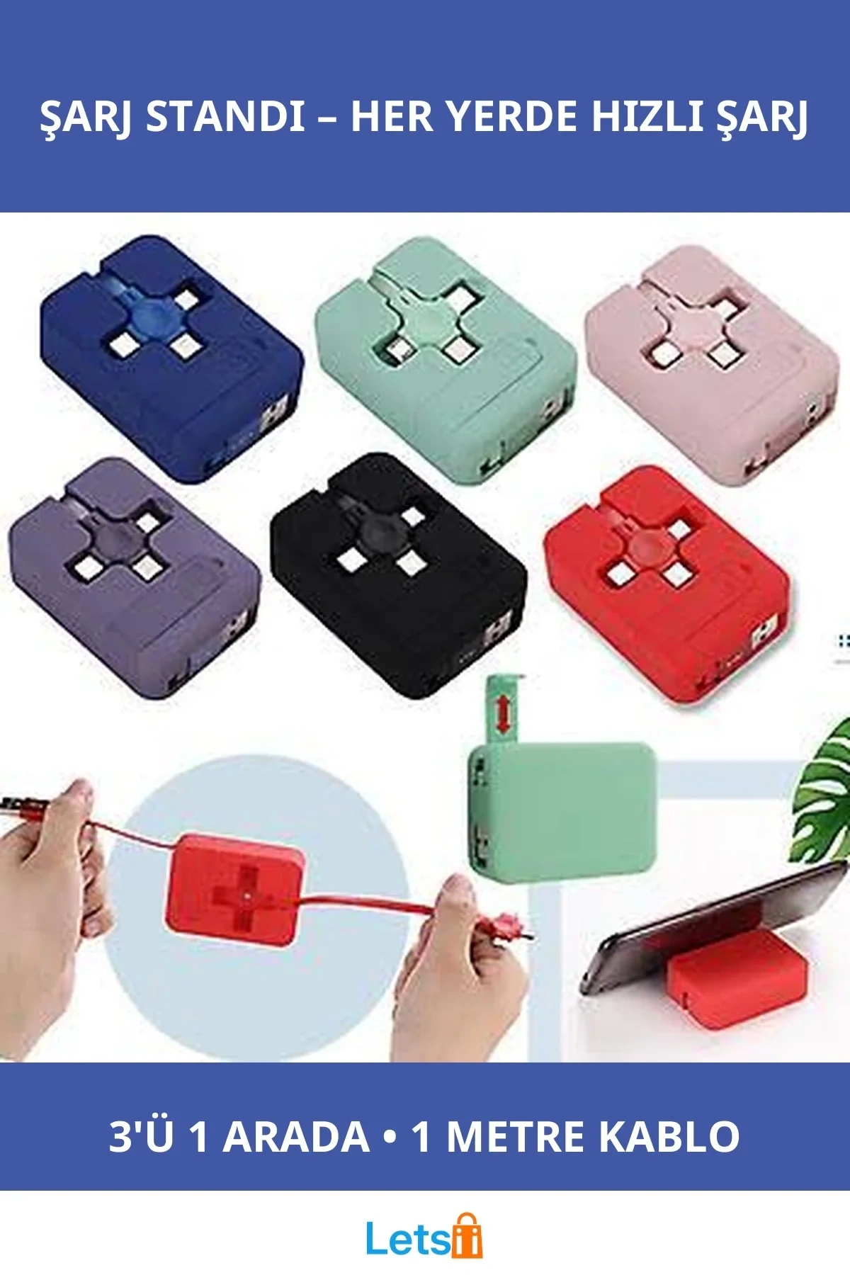 3ü 1 Arada Hızlı Şarj Standı Micro USB USB C IP Uyumlu