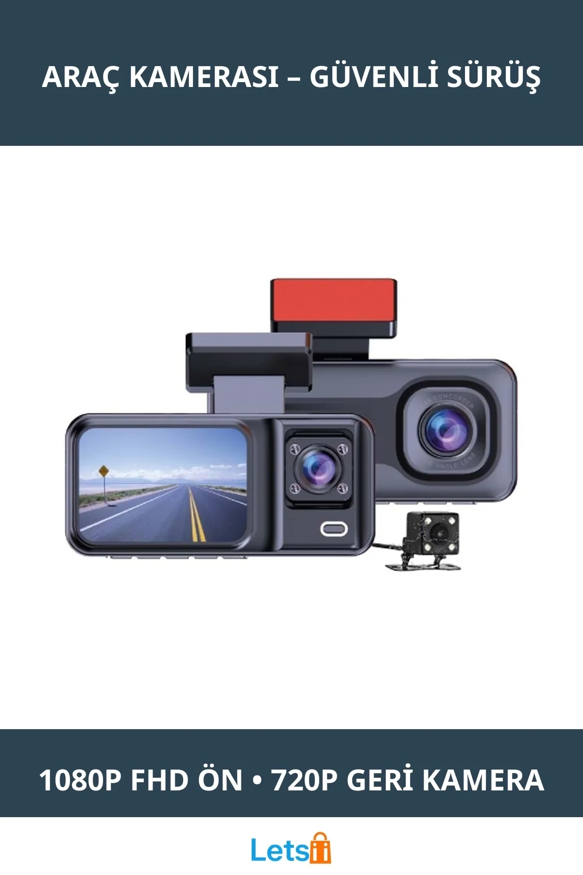 30 FPS Wi Fi Destekli Araç Kamerası 170° Geniş Açılı 1080P FHD