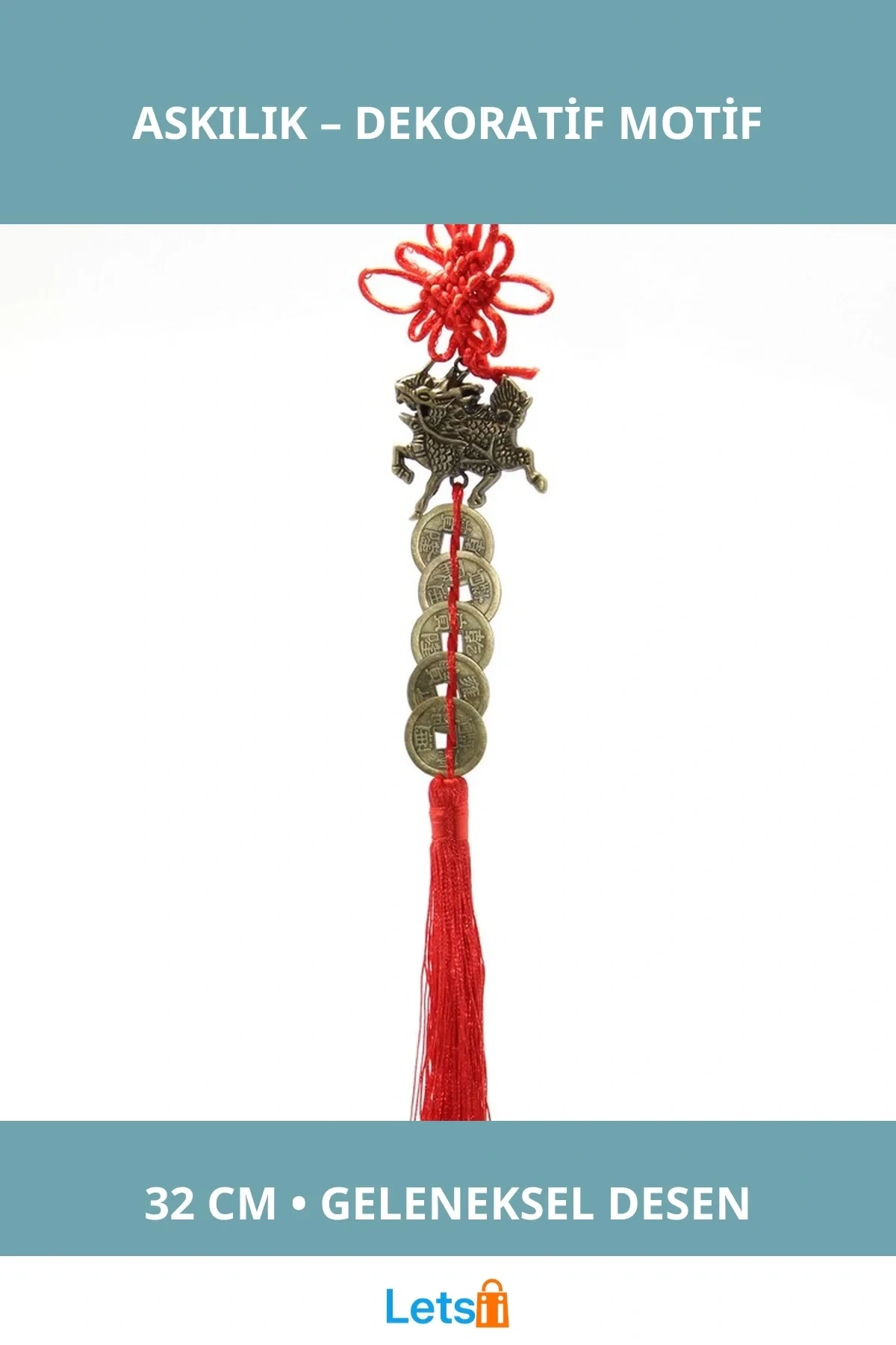 32 cm Şans Sembolü ile Metal Askılık Bereket ve Dekorasyon Aksesuarı