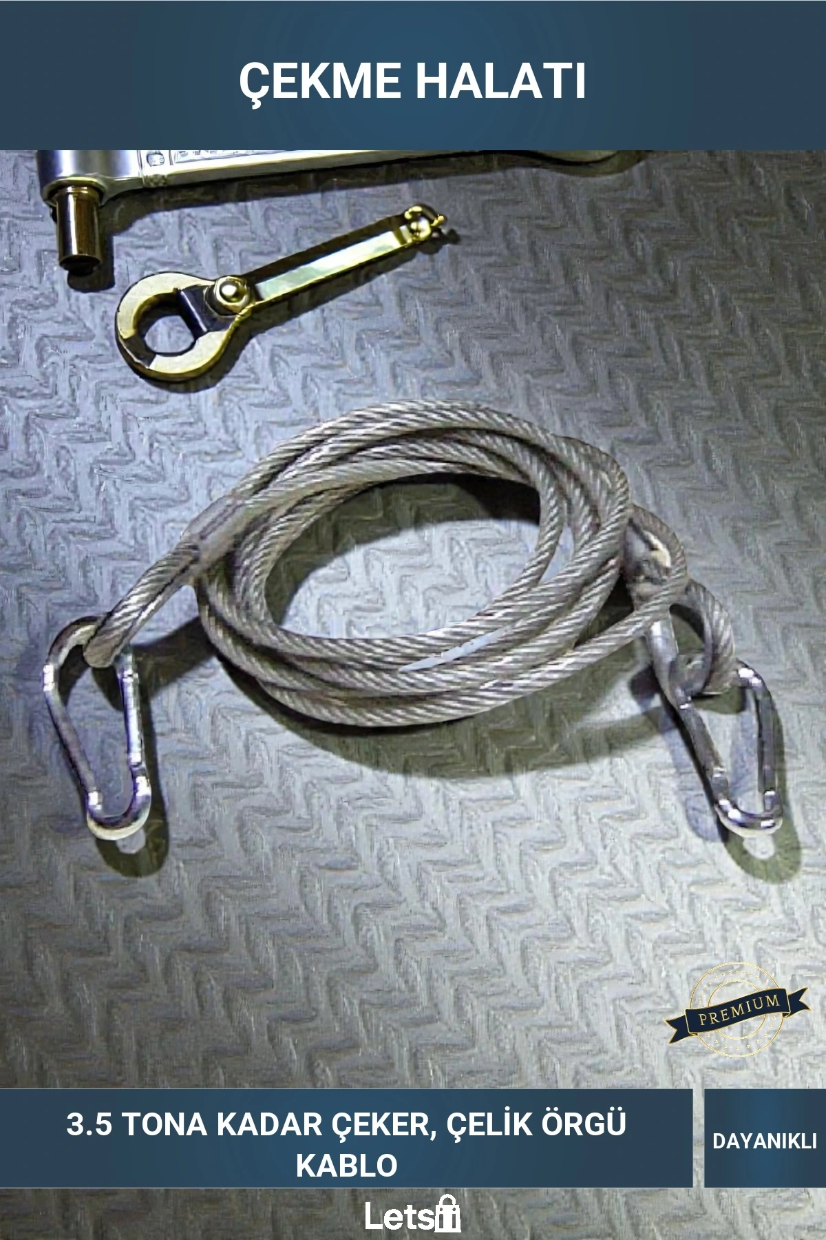 3.5 Ton Çelik Örgü Kablolu Oto Çekme Halatı