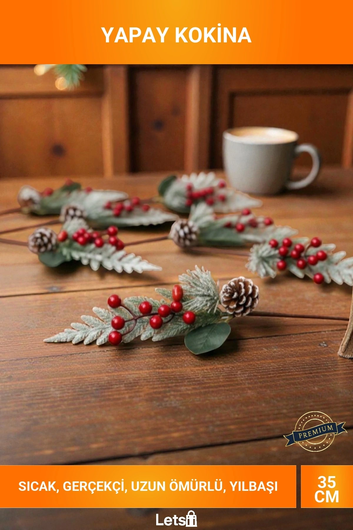 35cm Dekoratif Kozalaklı Yapay Kokina Yılbaşı Süsü