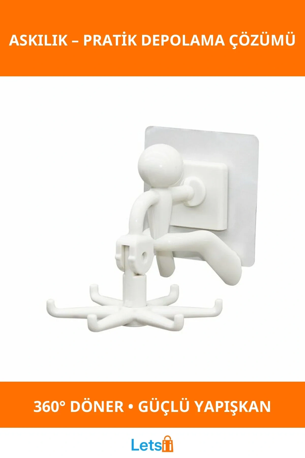 360 Derece Döner Başlı Rambo Askılık Çok Amaçlı Dekoratif Tutucu