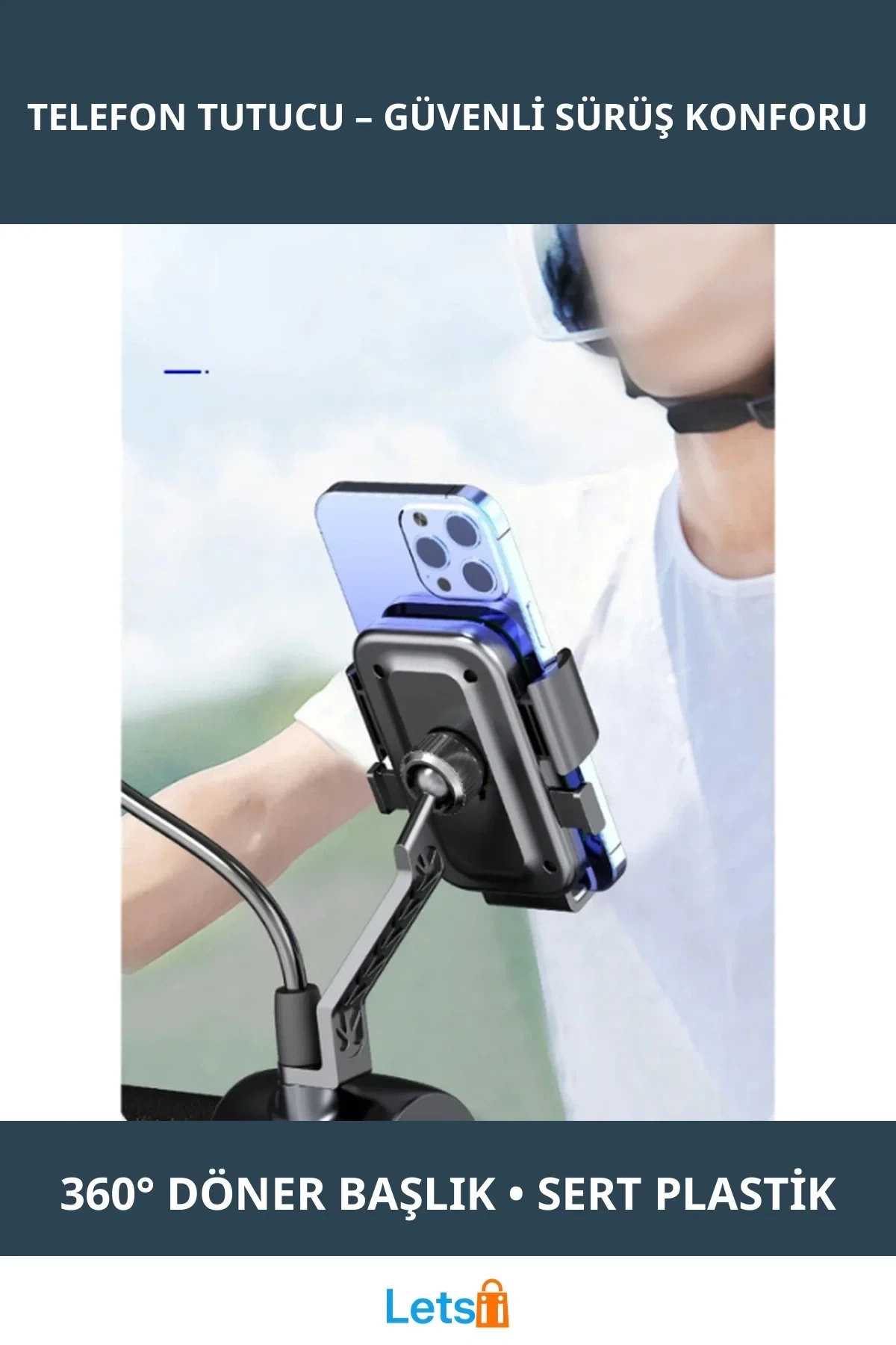 360° Dönebilen Dayanıklı Dikiz Aynası Bisiklet Motosiklet Telefon Tutucu