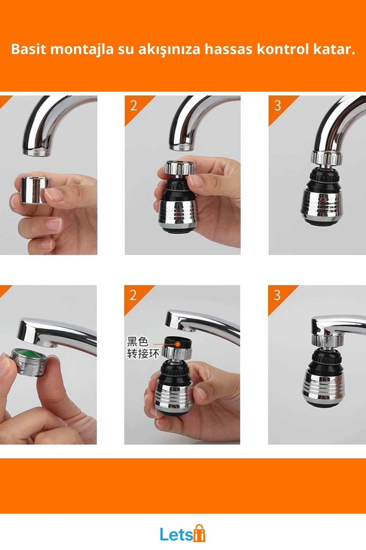 360° Dönebilen Su Tasarruflu 2 Modlu Musluk Başlığı