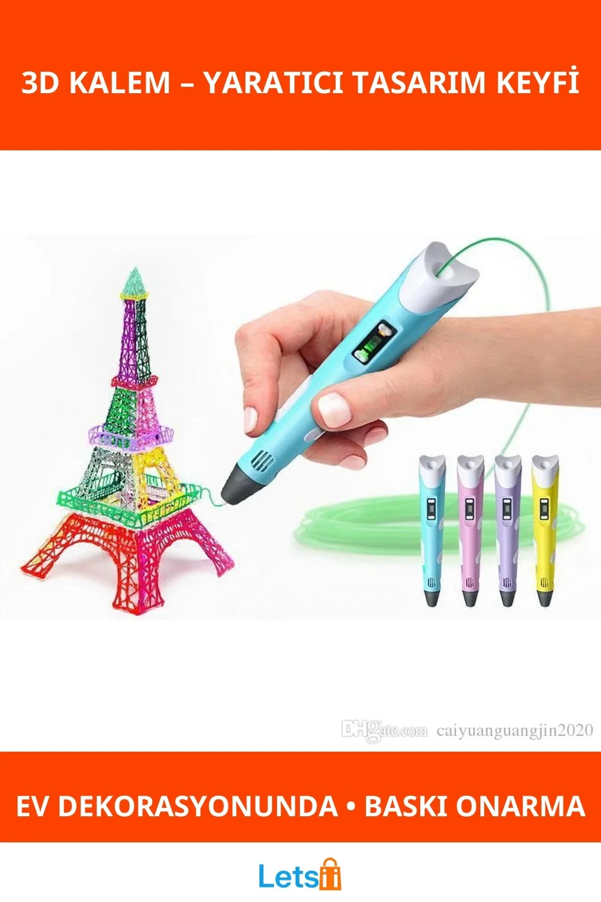 3D Kalem Yüksek Sıcaklıkta Eritme Plastik İle Uç Boyutlu Tasarım Yapıcı Pen Printer