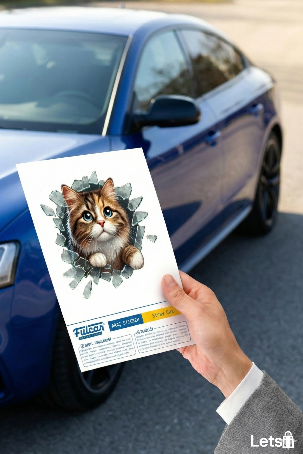 3D Kedi Yüzü Eğlenceli Araç Stickerı 10 cm