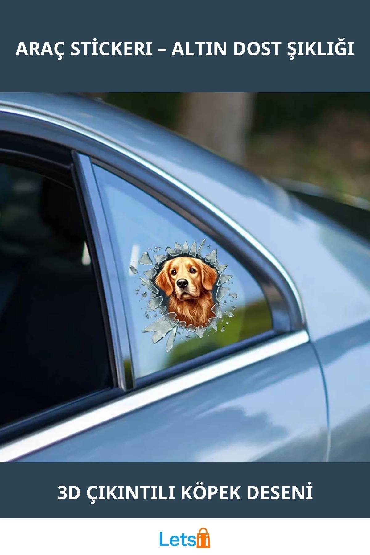 3D Kelebek Camdan Dışarı Çıkan Gerçekçi Tasarımlı Fulcar Golden Araç Stickerı