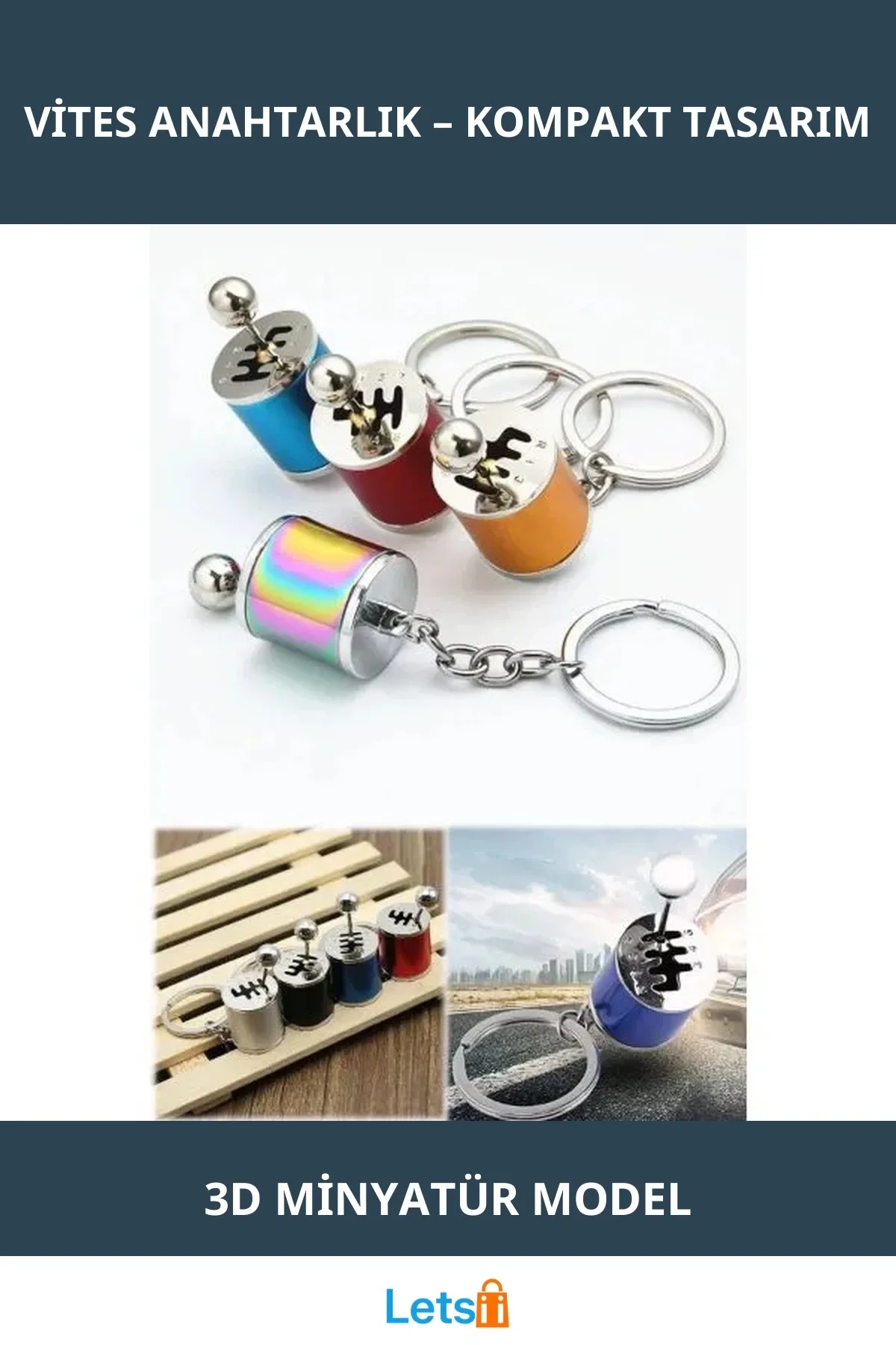 3D Metal Araba Vites Anahtarlık Şık ve Fonksiyonel