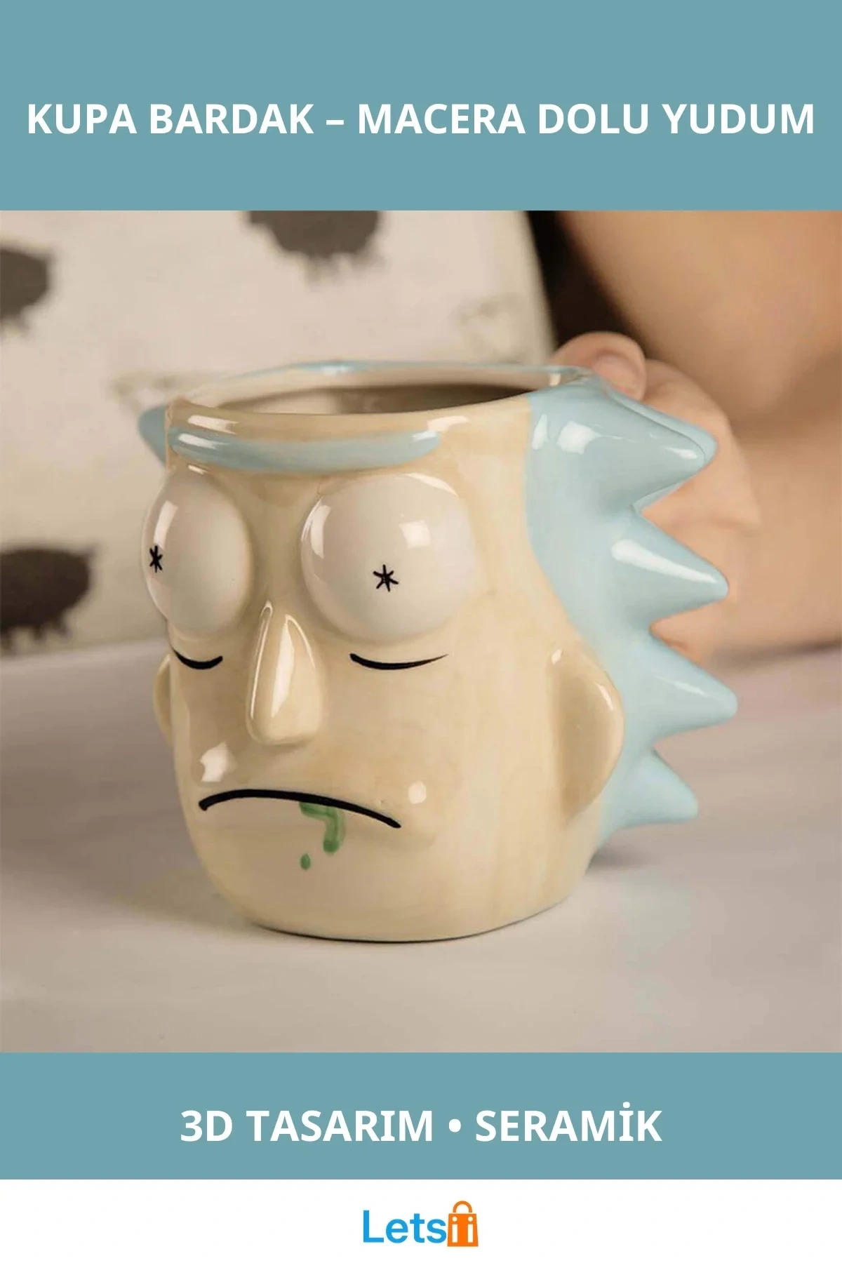 3D Rick and Morty Kupa Bardak 400ml Seramik Eğlenceli Tasarım