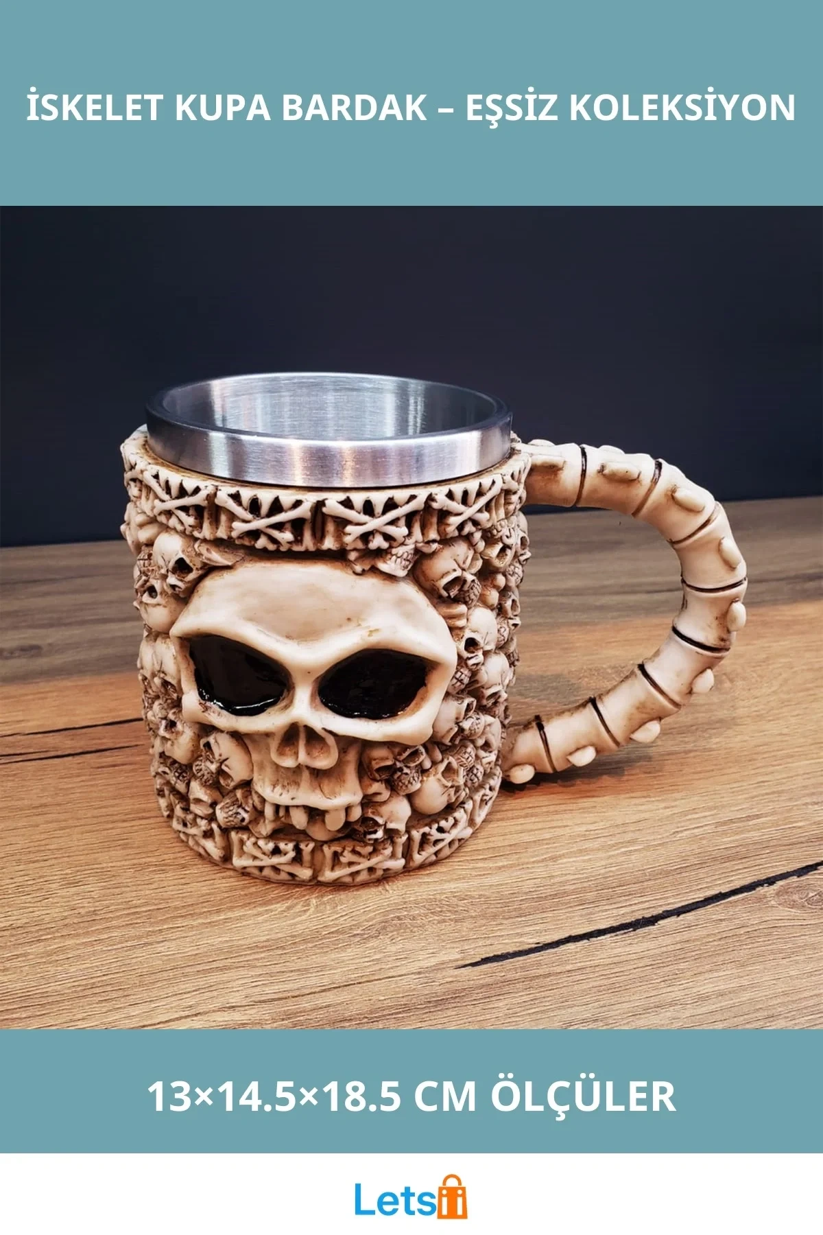 3D Tasarımlı İskelet Görünümlü Kupa Bardak