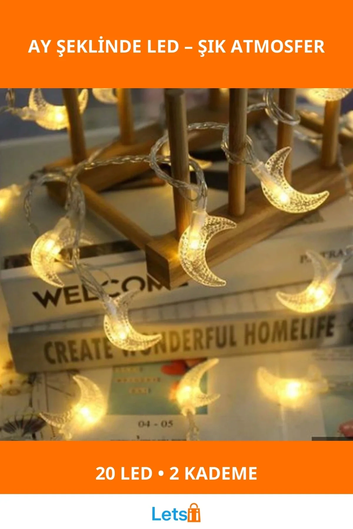 3m 20 LED Gün Işığı 2 Kademeli Ay Şekilli Dekoratif Işık