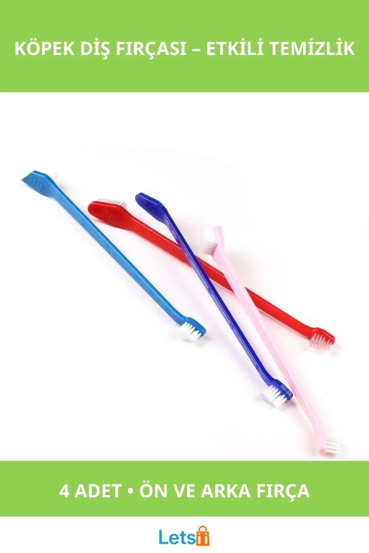 4 Adet Plastik Köpek Diş Fırçası Seti
