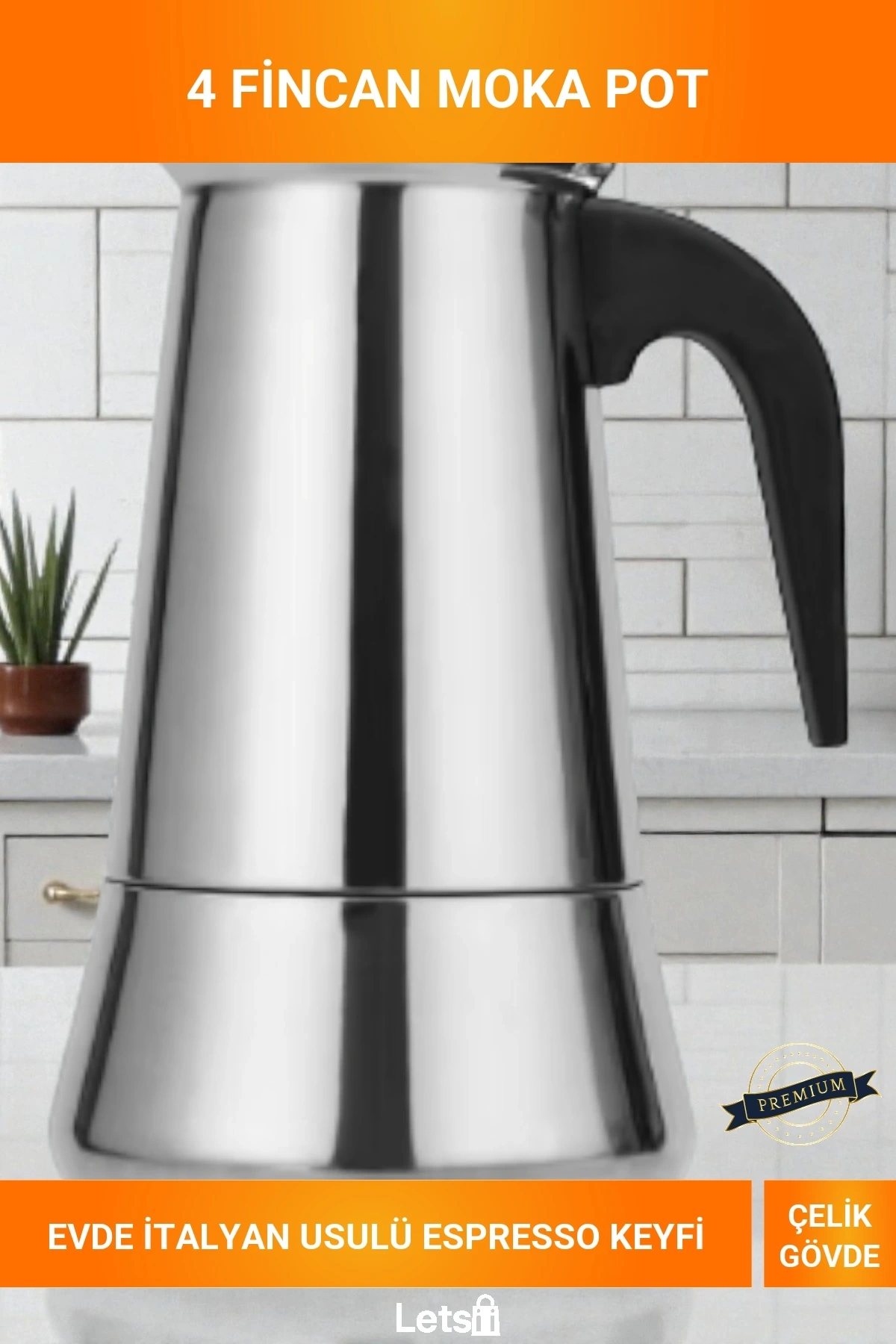 4 Fincanlık Paslanmaz Çelik Espresso Moka Pot Kahve Makinesi