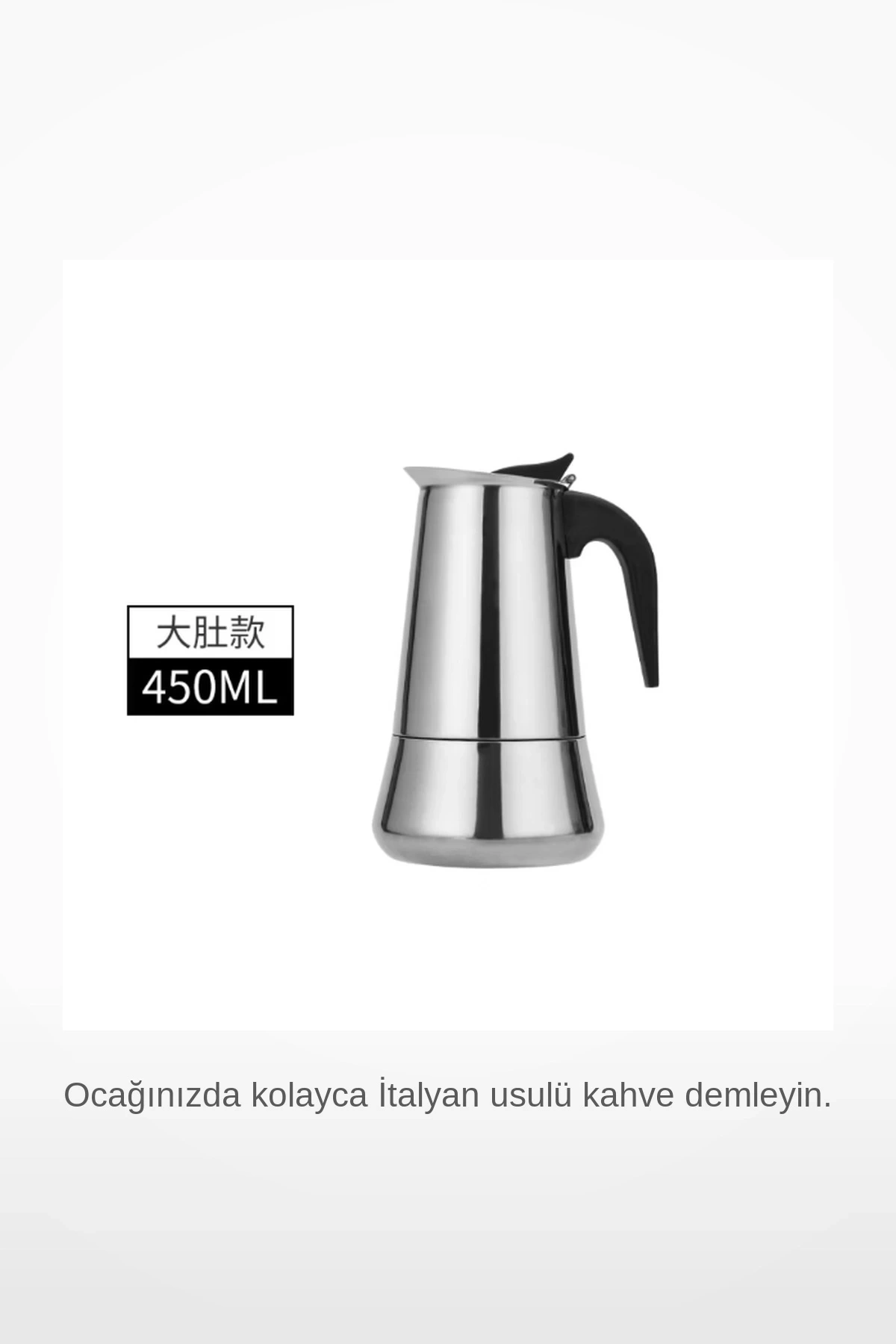 4 Fincanlık Paslanmaz Çelik Espresso Moka Pot Kahve Makinesi